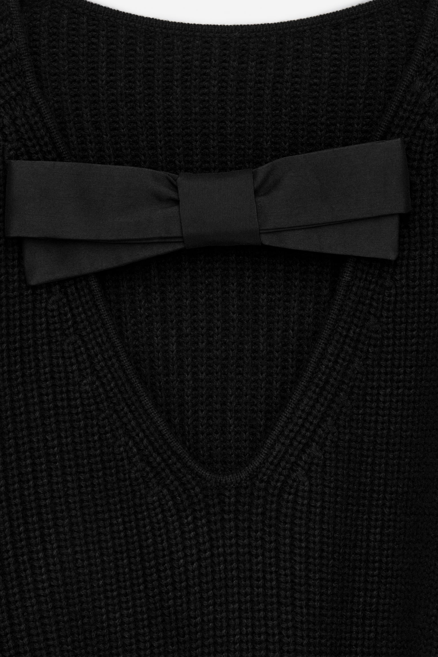 Bow-Detail Wool-Cotton Jumper - Black - 3