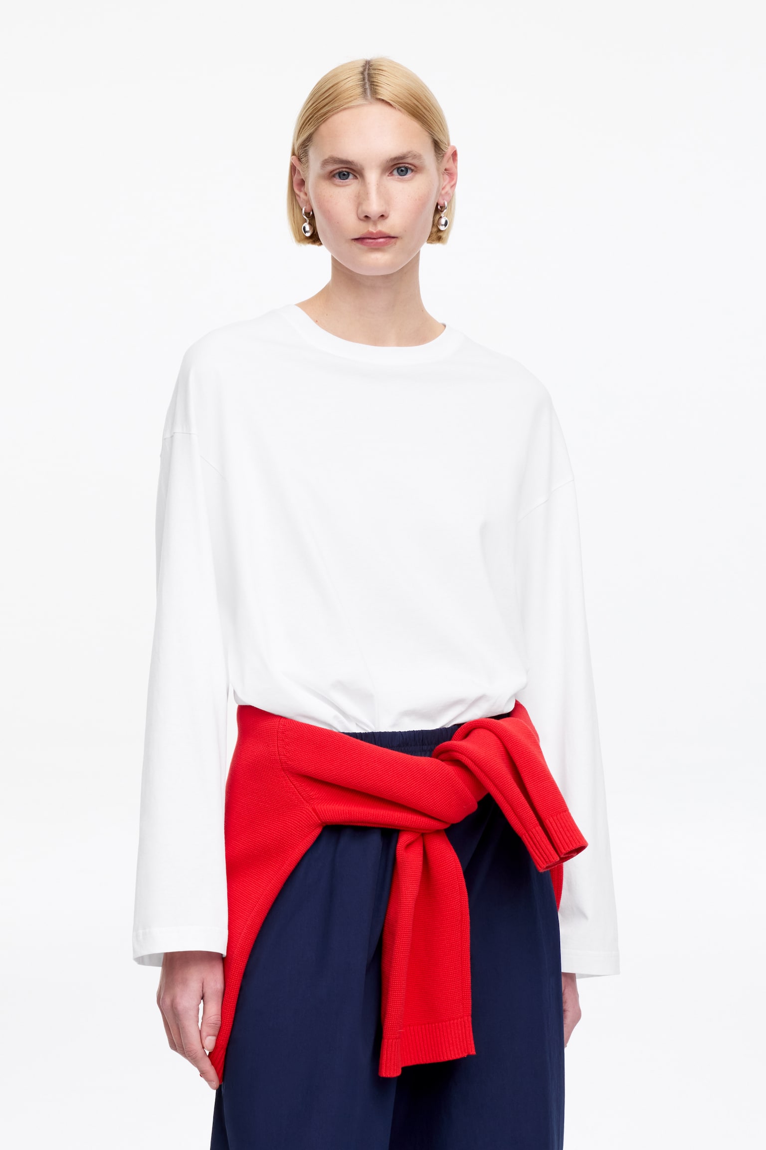T-shirt oversize a maniche lunghe - Bianco/Blu scuro/Nero/Bianco/Multicolore/Turchese - 1