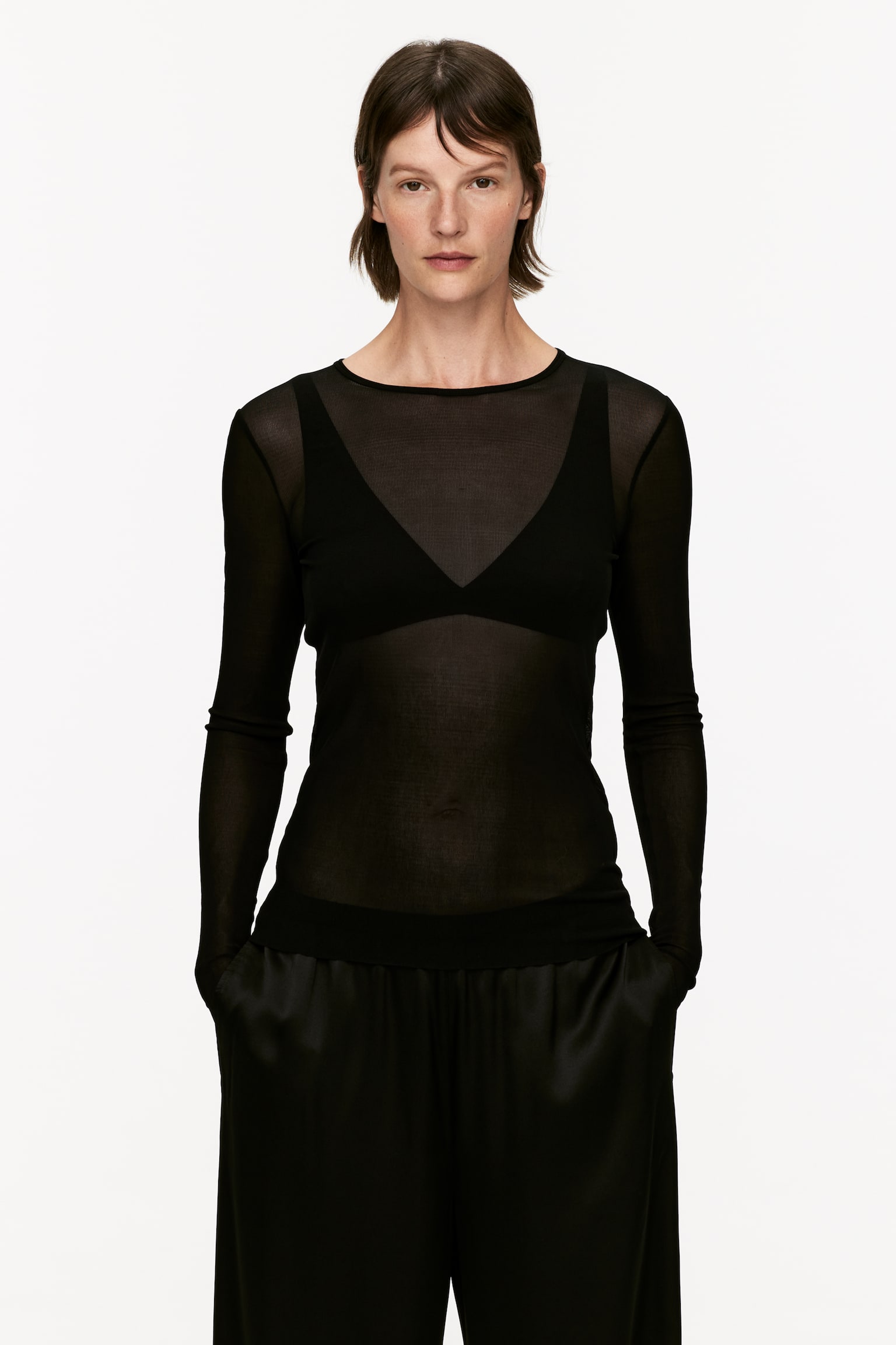 Sheer Silk Top - Black/Off White - 1