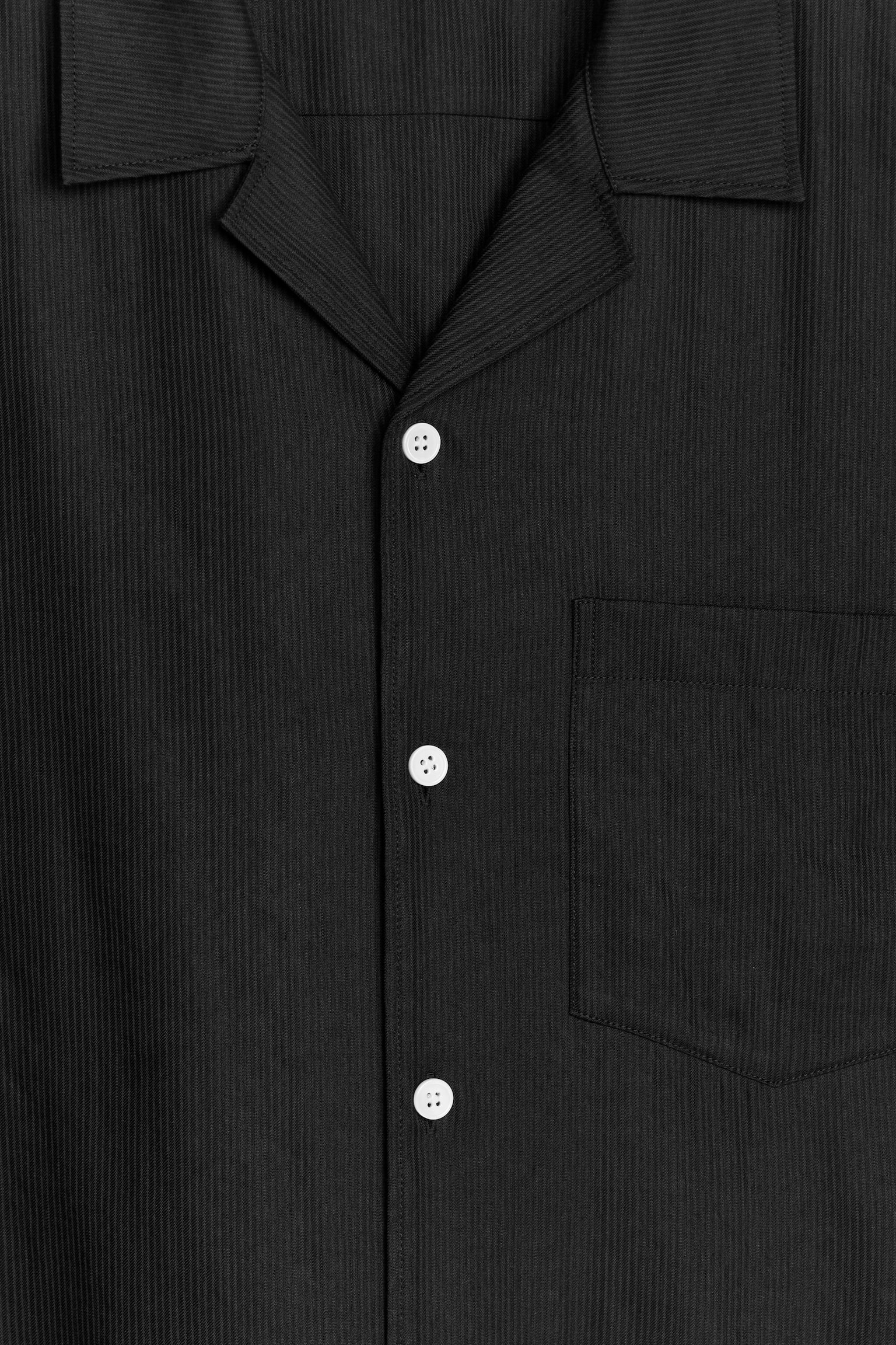 Drapy Linen-Blend Shirt - Black - 7