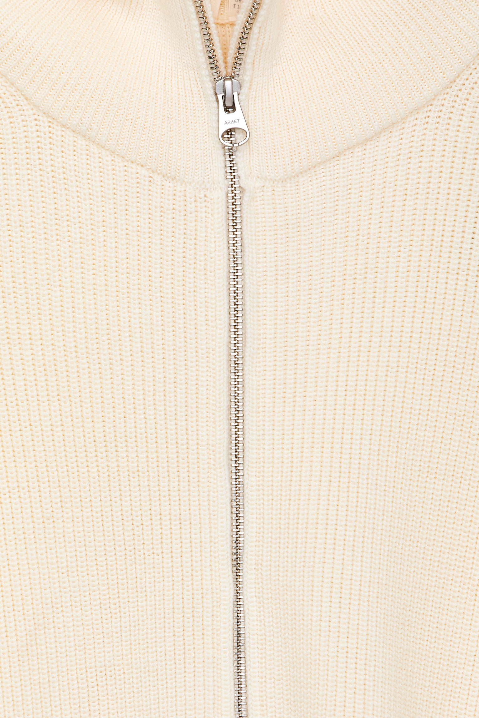 Woll- und Baumwollstrickjacke mit Reißverschluss - Cremeweiß - 5