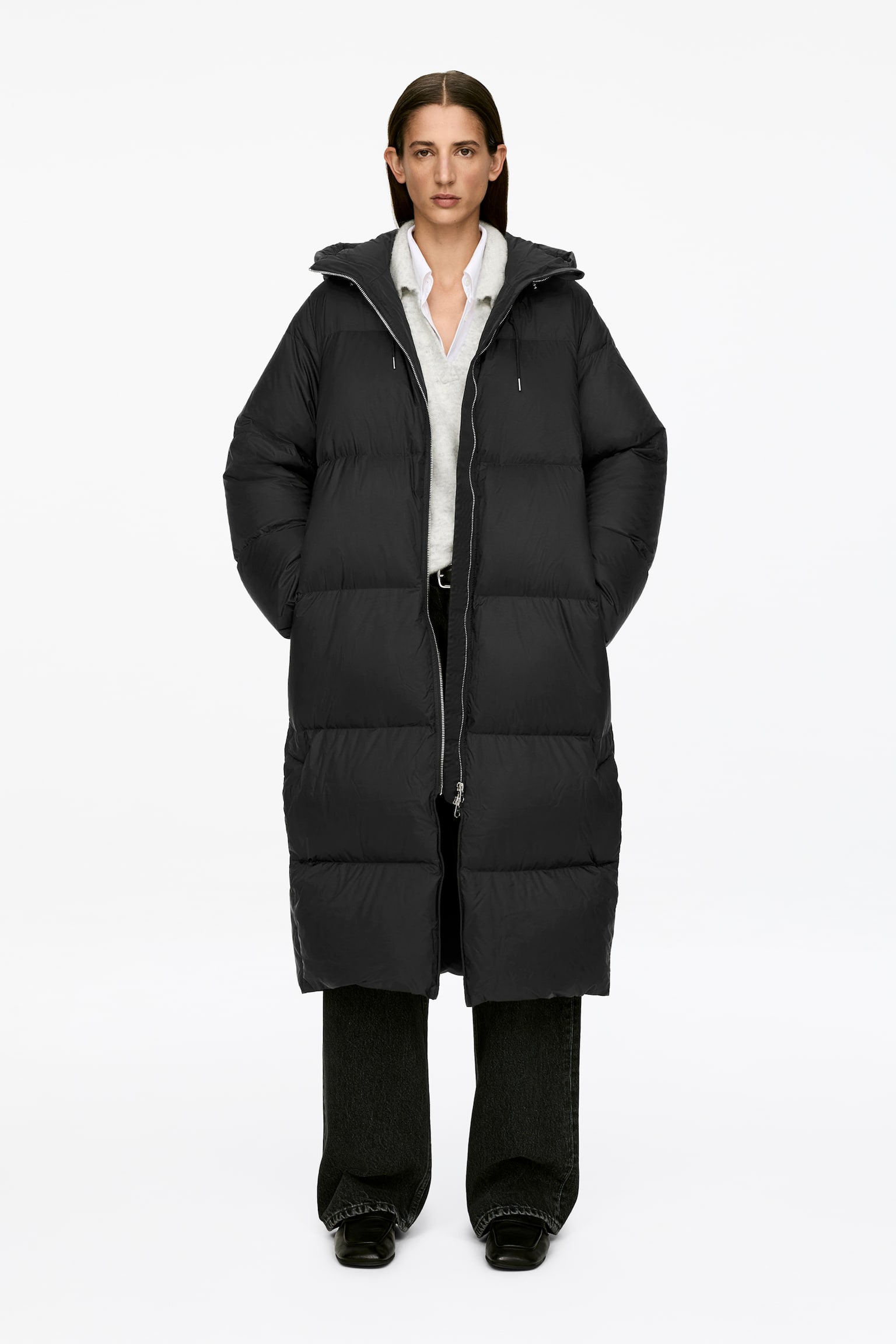 Manteau long Upcycled Down - Noir - 1