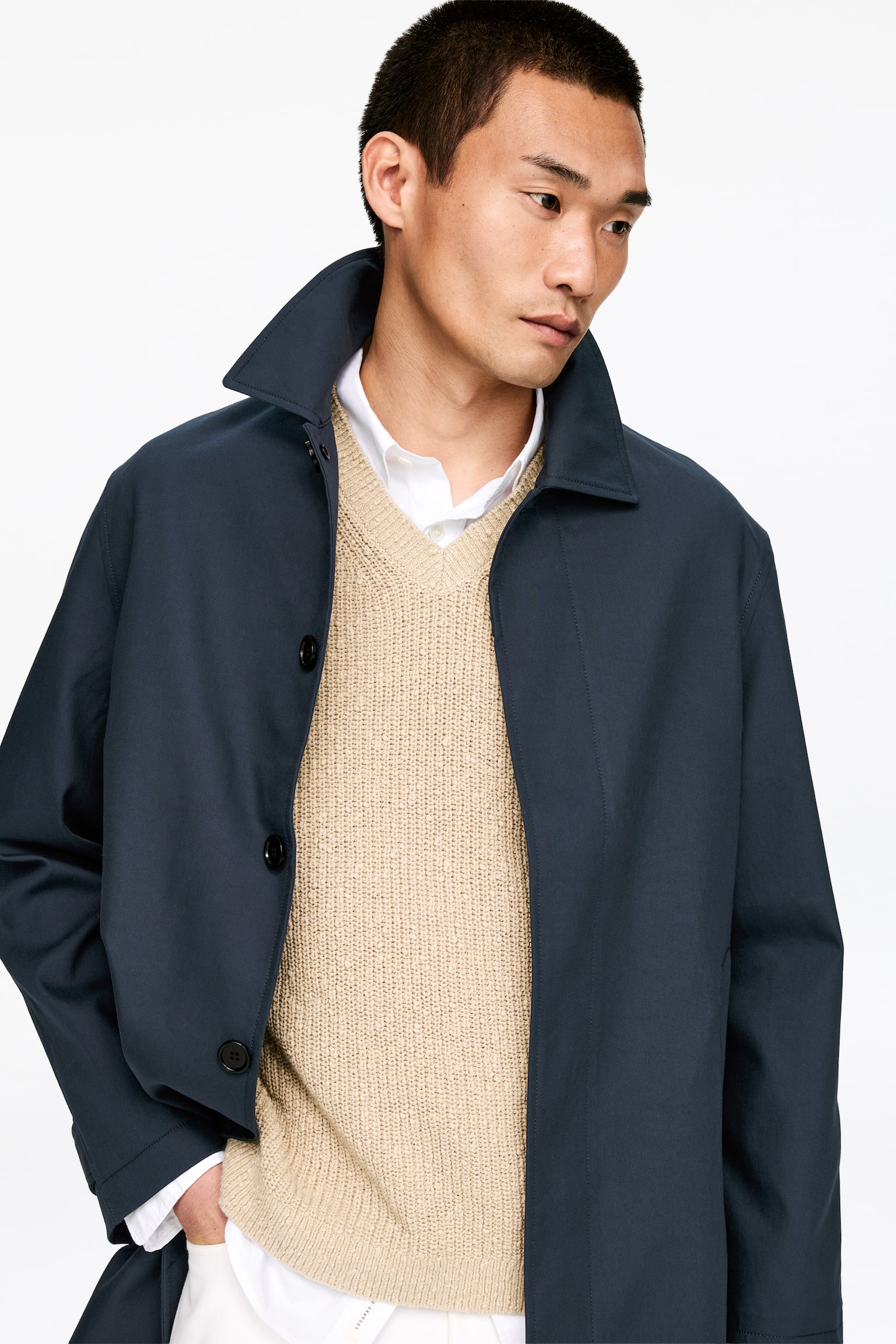 Lockerer Car Coat aus Baumwolle - Dunkelblau - 4