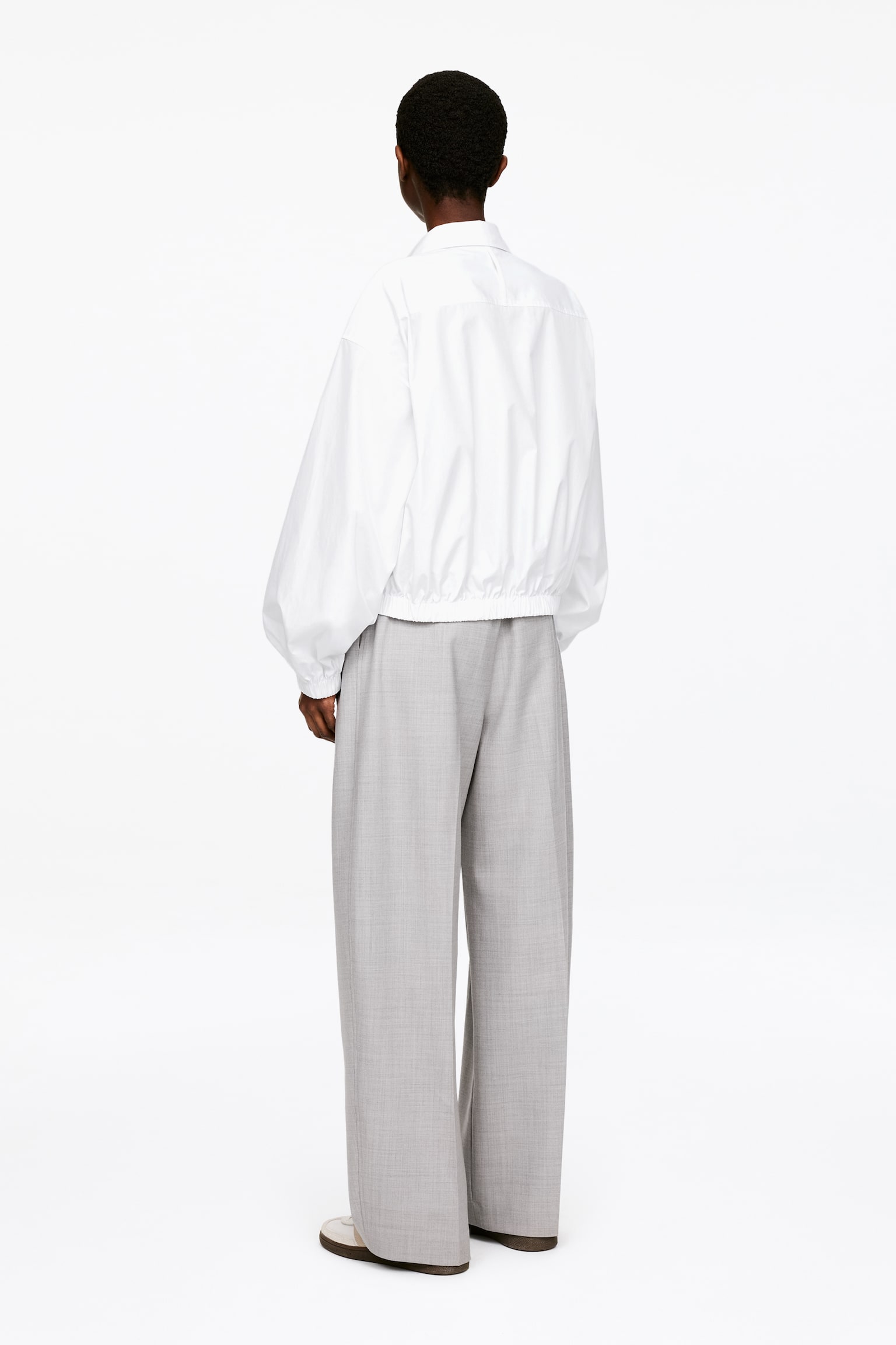 Kurzes Baumwollhemd - Weiß/Braun - 3