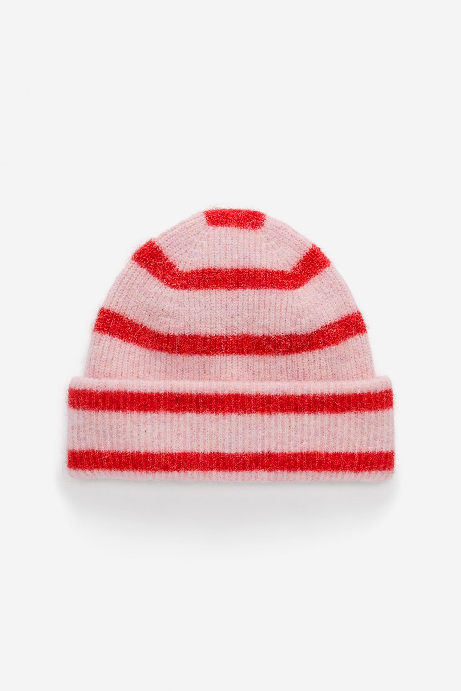 Beanie aus Alpakawolle und Wolle - Rosa/Rot