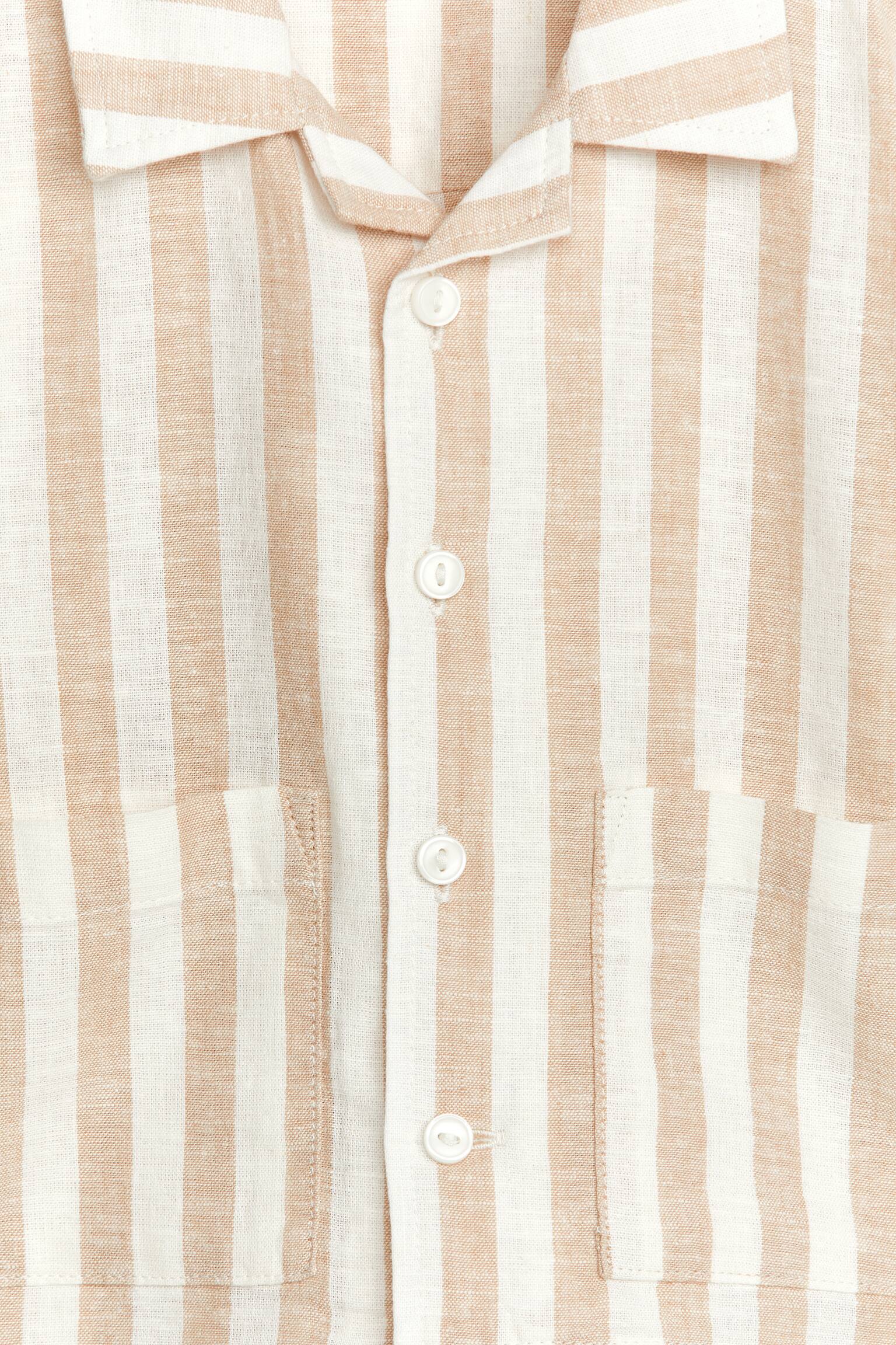 Linen-Cotton Shirt - Beige/White - 3