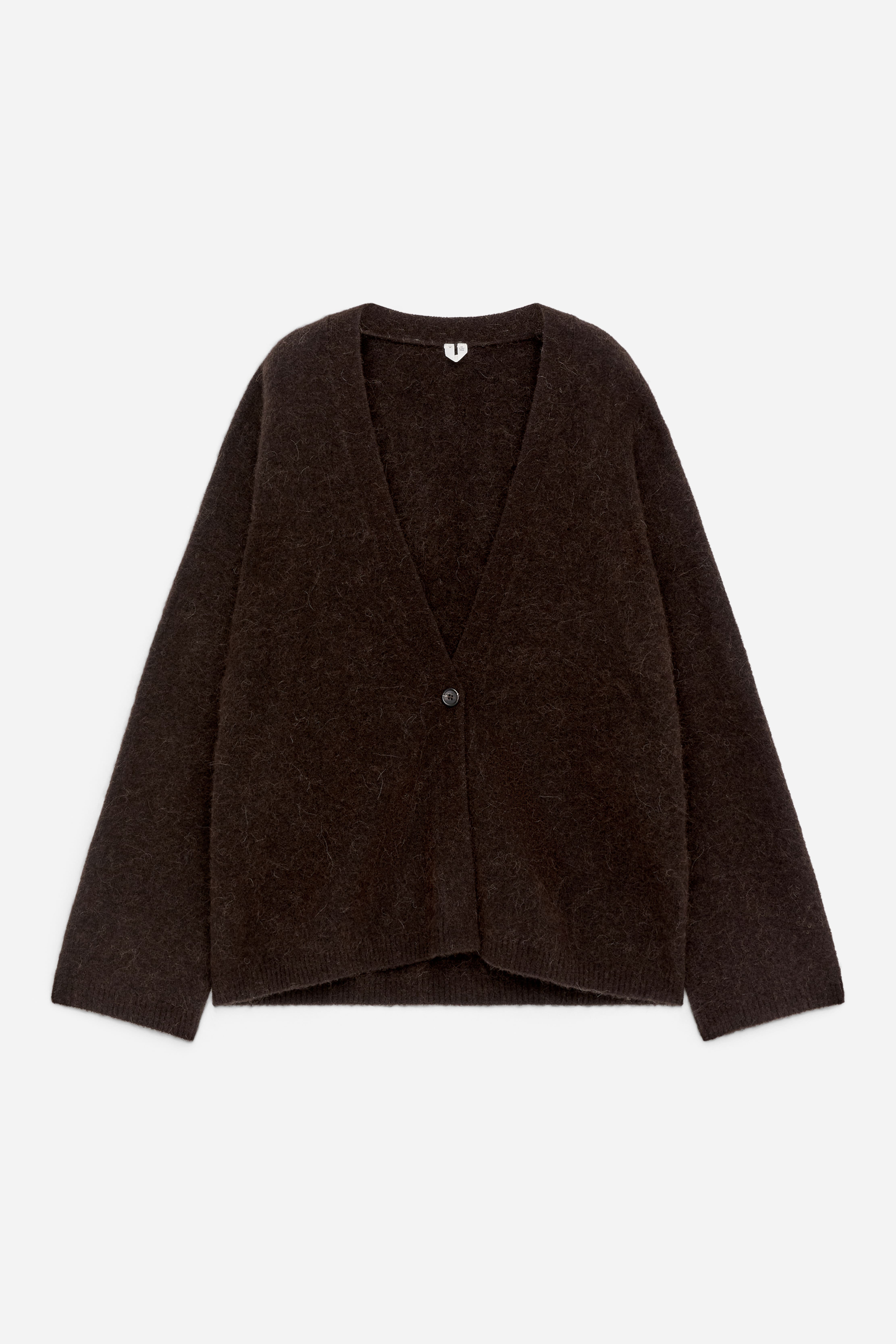 Strickjacke aus einer Alpaka-Wollmischung - Dunkelbraun/Cremeweiß