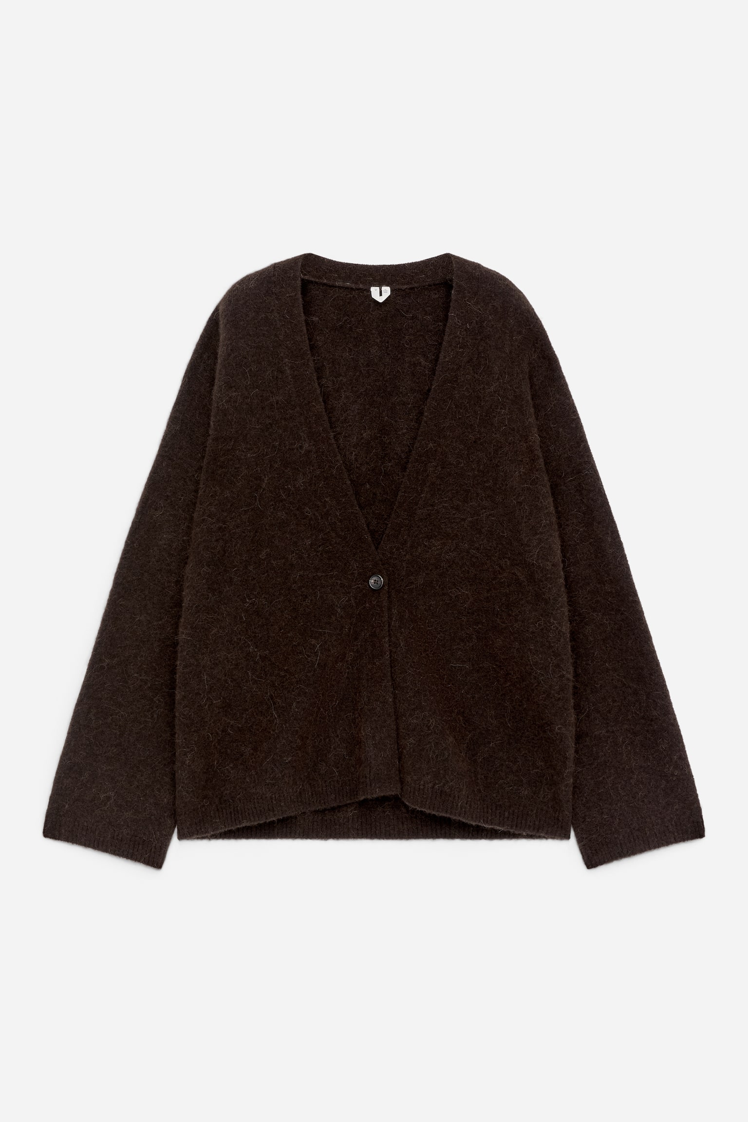 Strickjacke aus einer Alpaka-Wollmischung - Dunkelbraun/Cremeweiß - 2