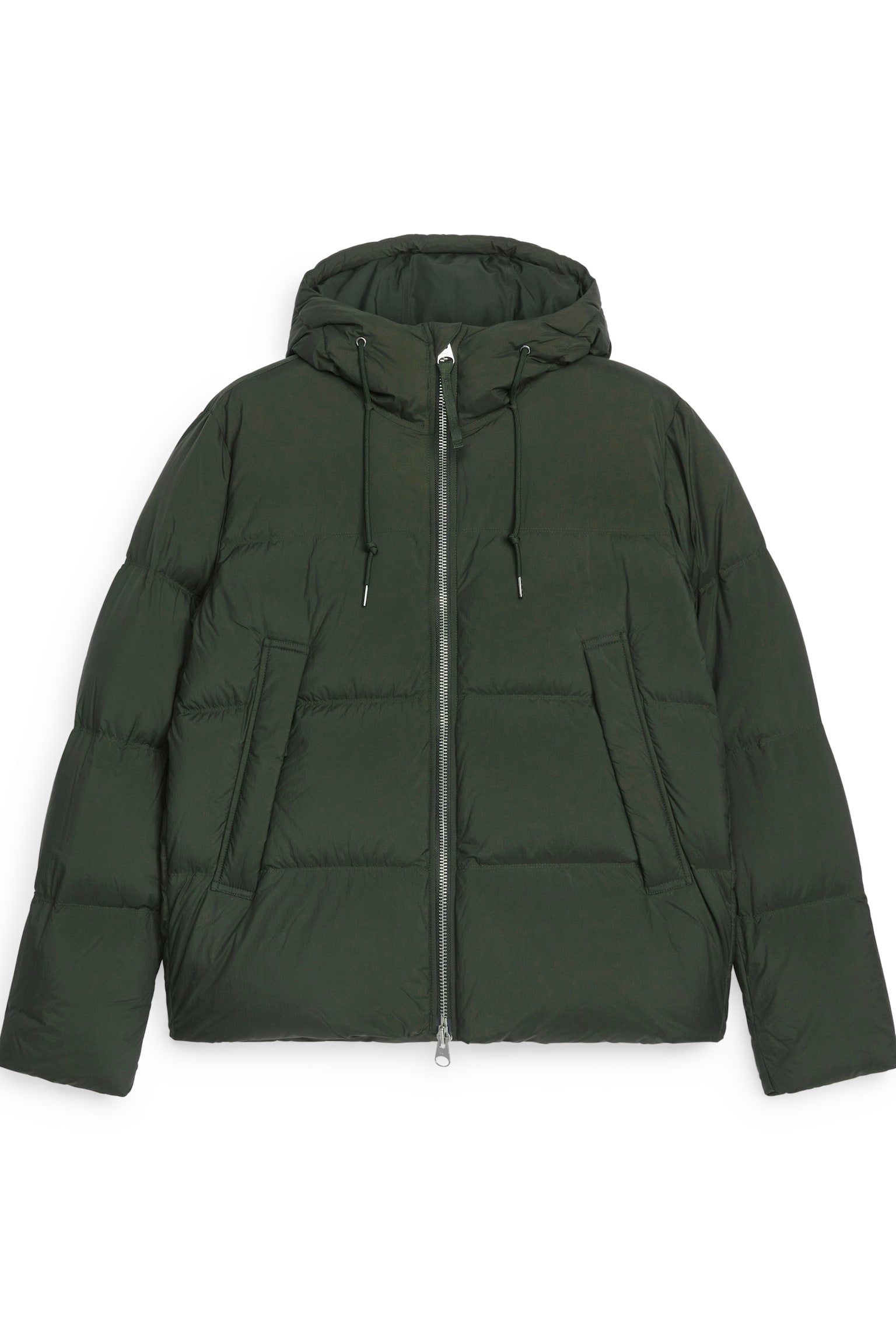 Upcycled Down Puffer Jacket - Dark Green/Black - 2