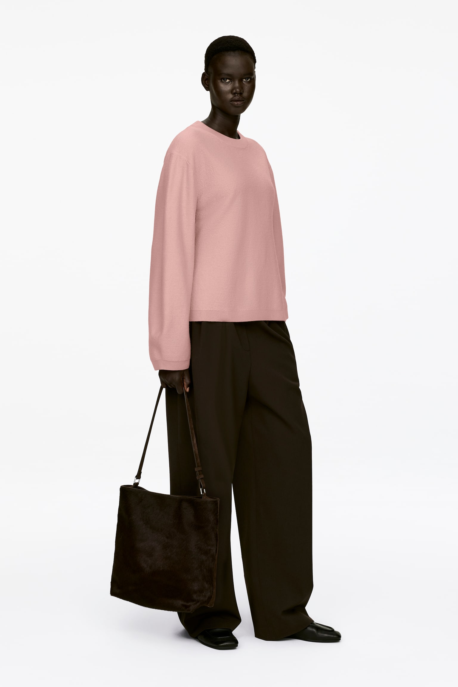 Pullover aus Wollwalk - Altrosa - 4