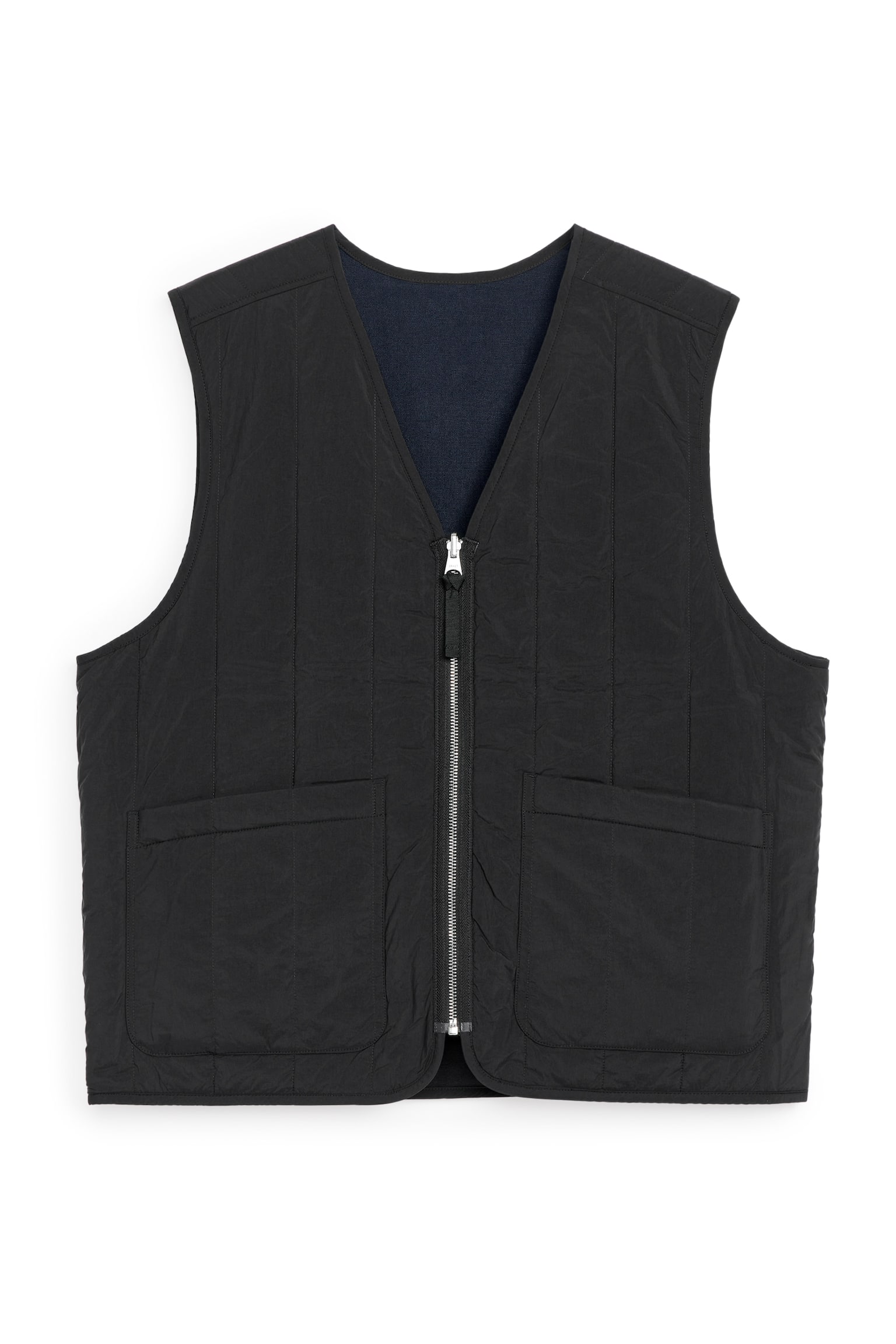 Reversible Quilted Vest - Dark Blue - 6