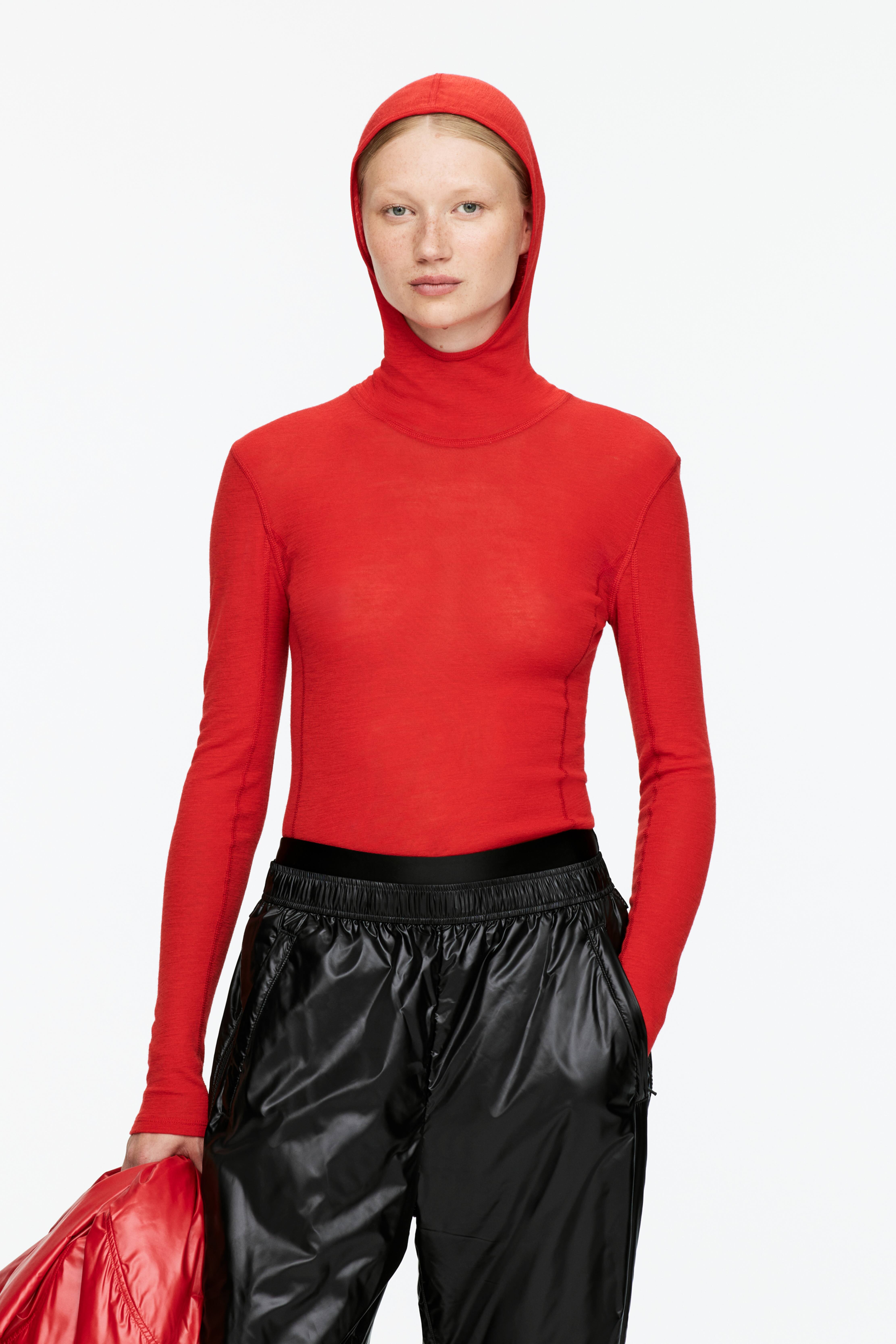 Huvtröja i ull - Röd