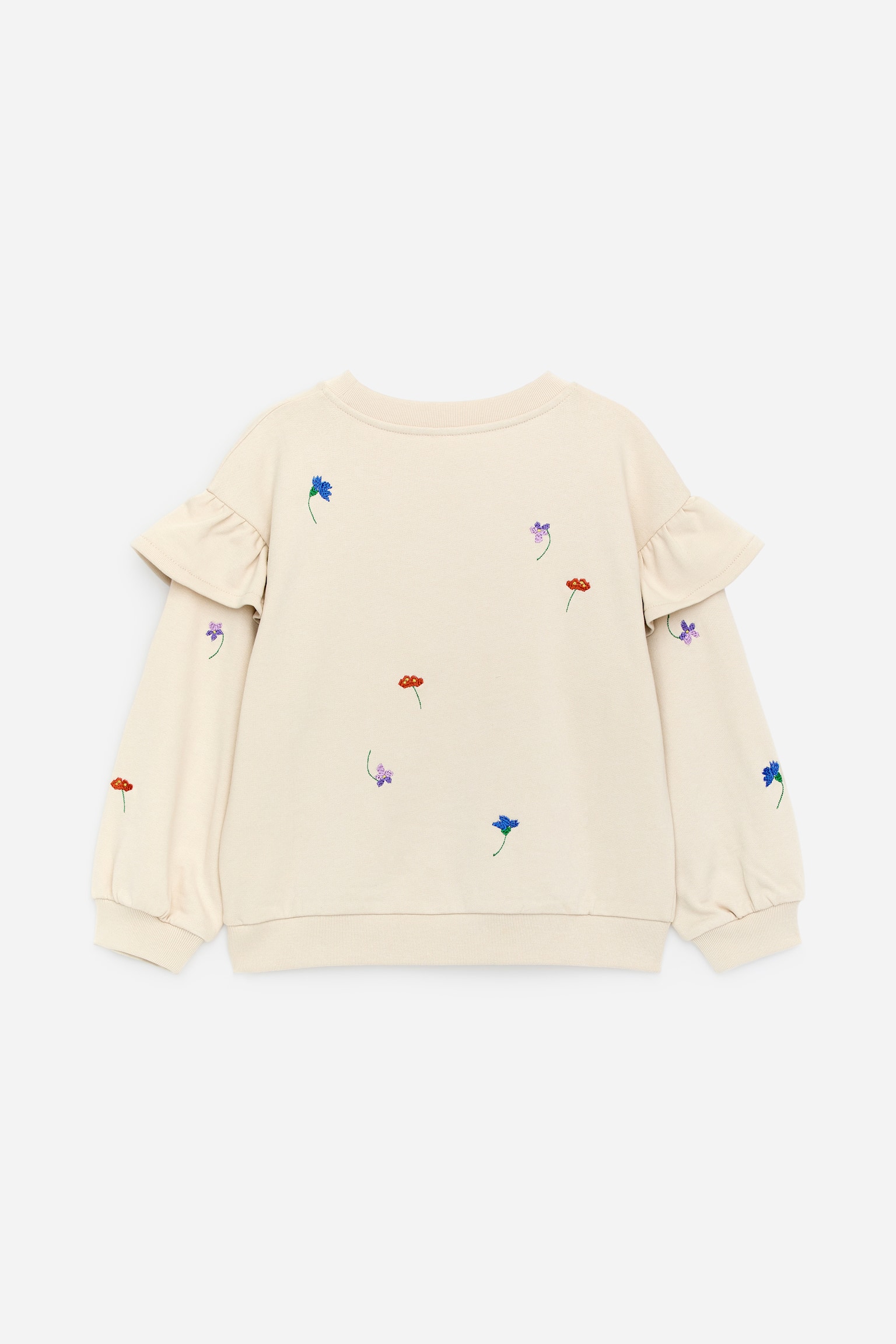 Sweatshirt mit Rüschen - Beige/Blumen - 3