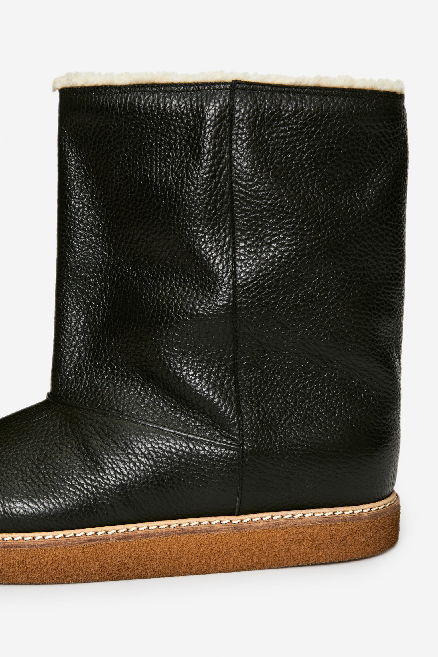 Lined Leather Boots - Black - 3