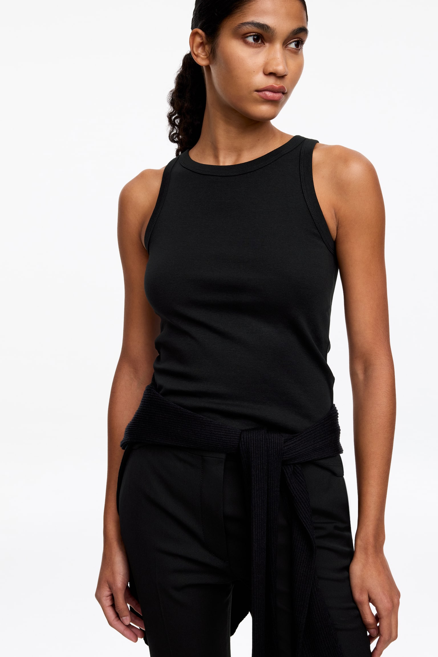 Ribbat linne - Svart/Grå/Vit - 3