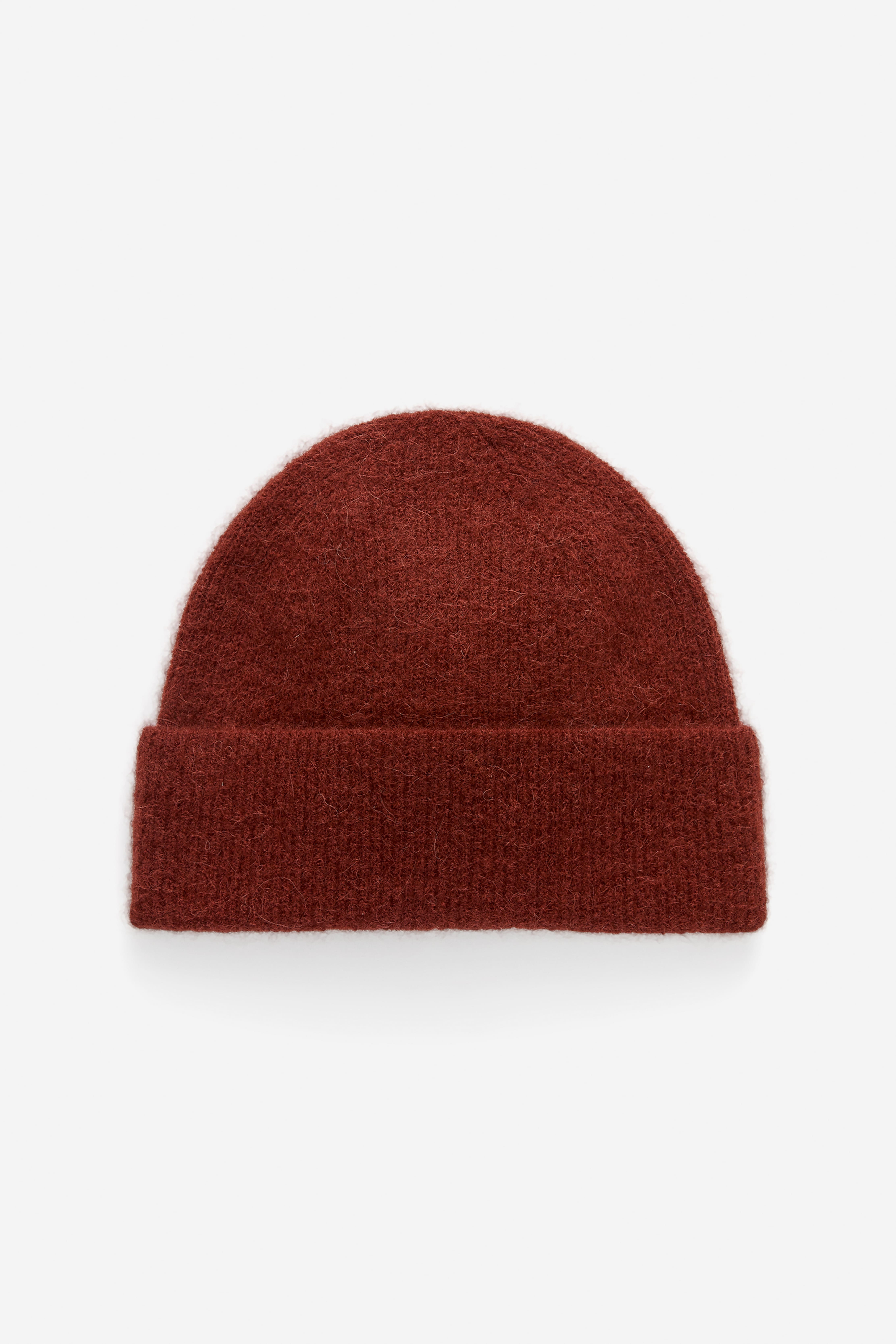 Beanie van een alpaca-wolmix - Roestbruin/Donkerblauw