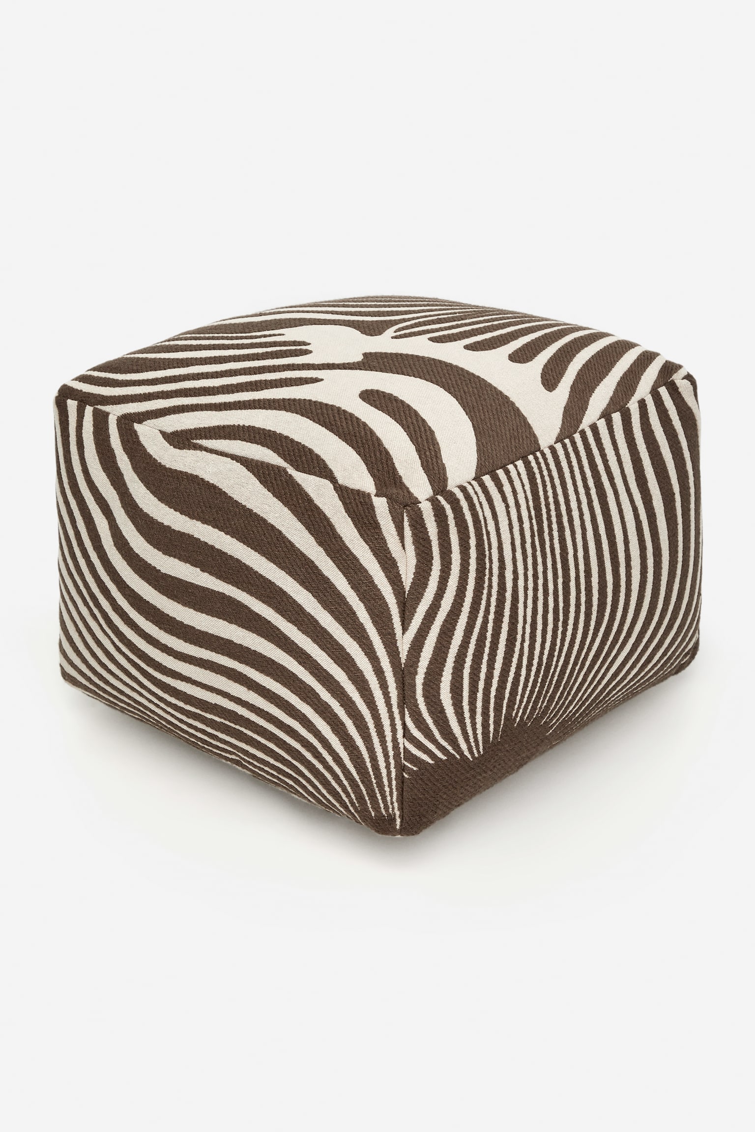 Poef van katoen en wol - Taupe/wit/Zwart/beige