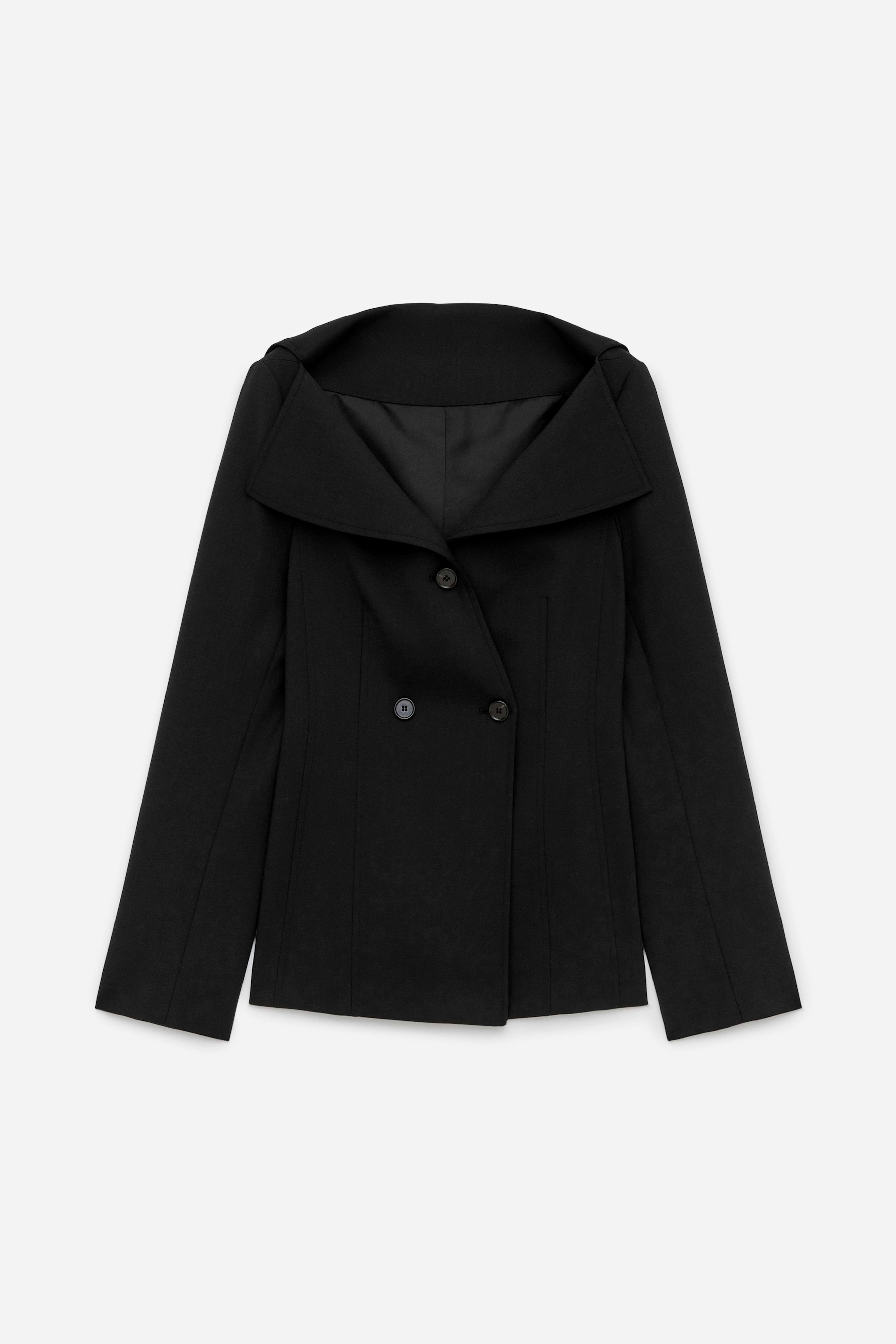 Off-Shoulder-Blazer - Schwarz