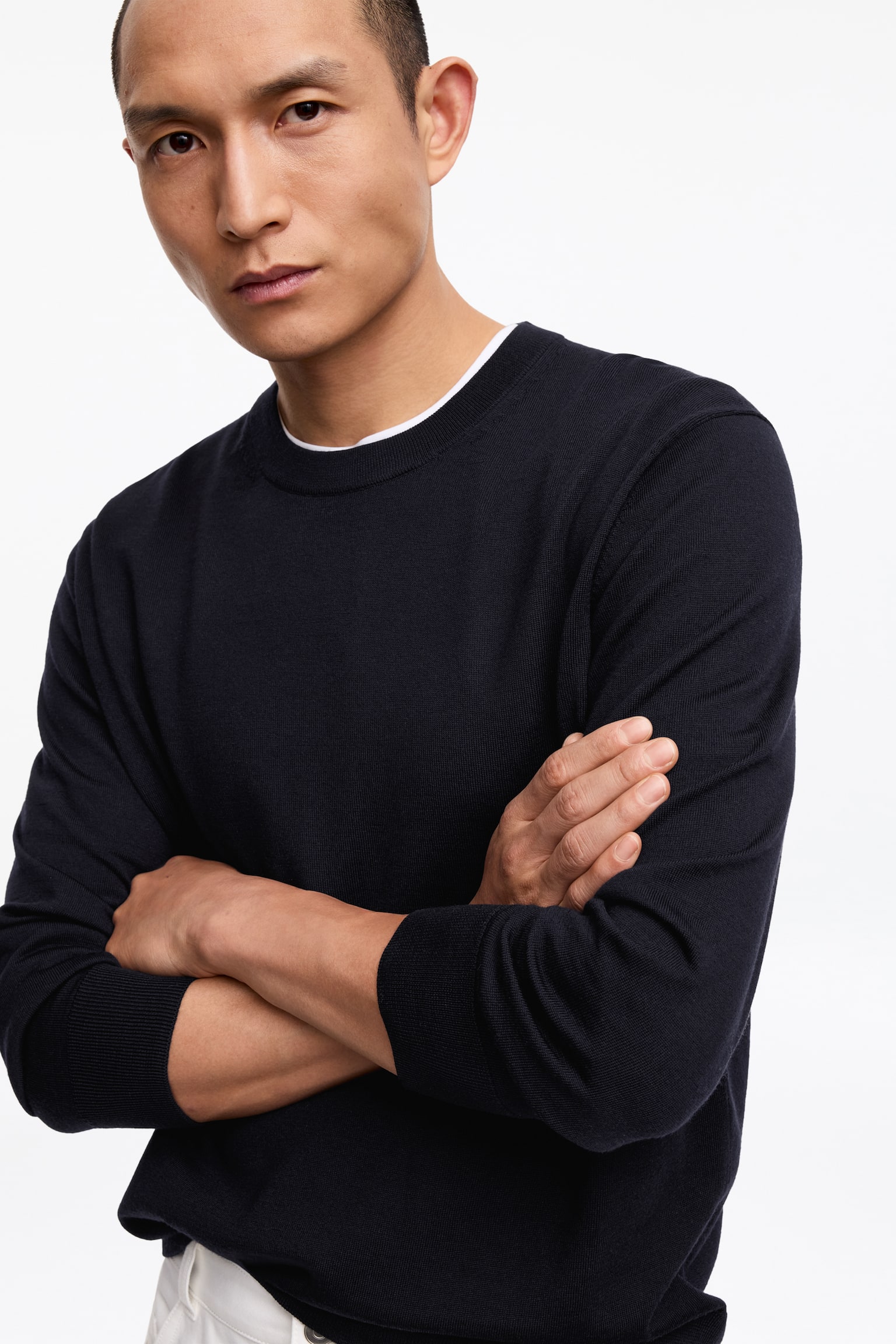 Pulover din lână Merino fin tricotat - Albastru închis/Cenușiu închis/Gri Melange/Maro închis/Verde închis - 6