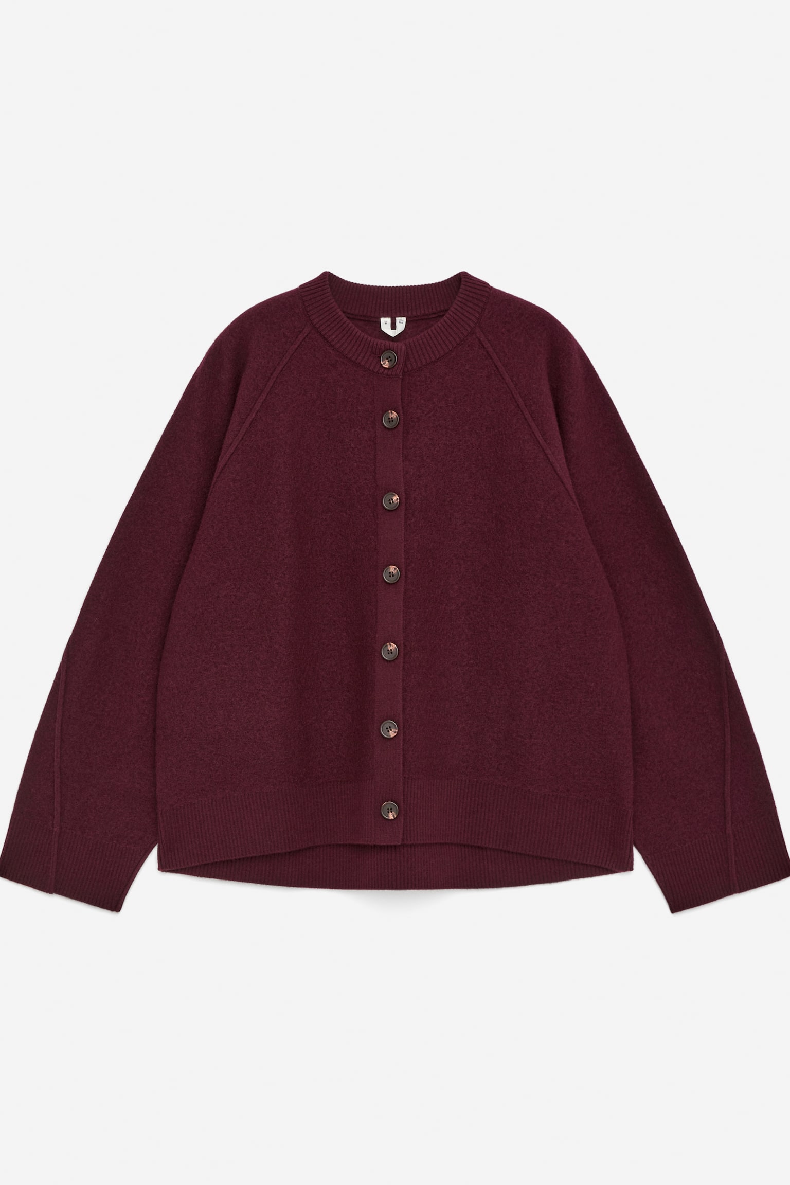 Strickjacke aus Wollwalk - Burgunderrot - 2