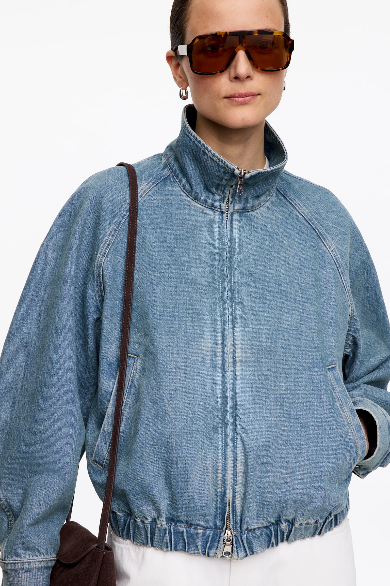 Veste courte en denim - Bleu - 3
