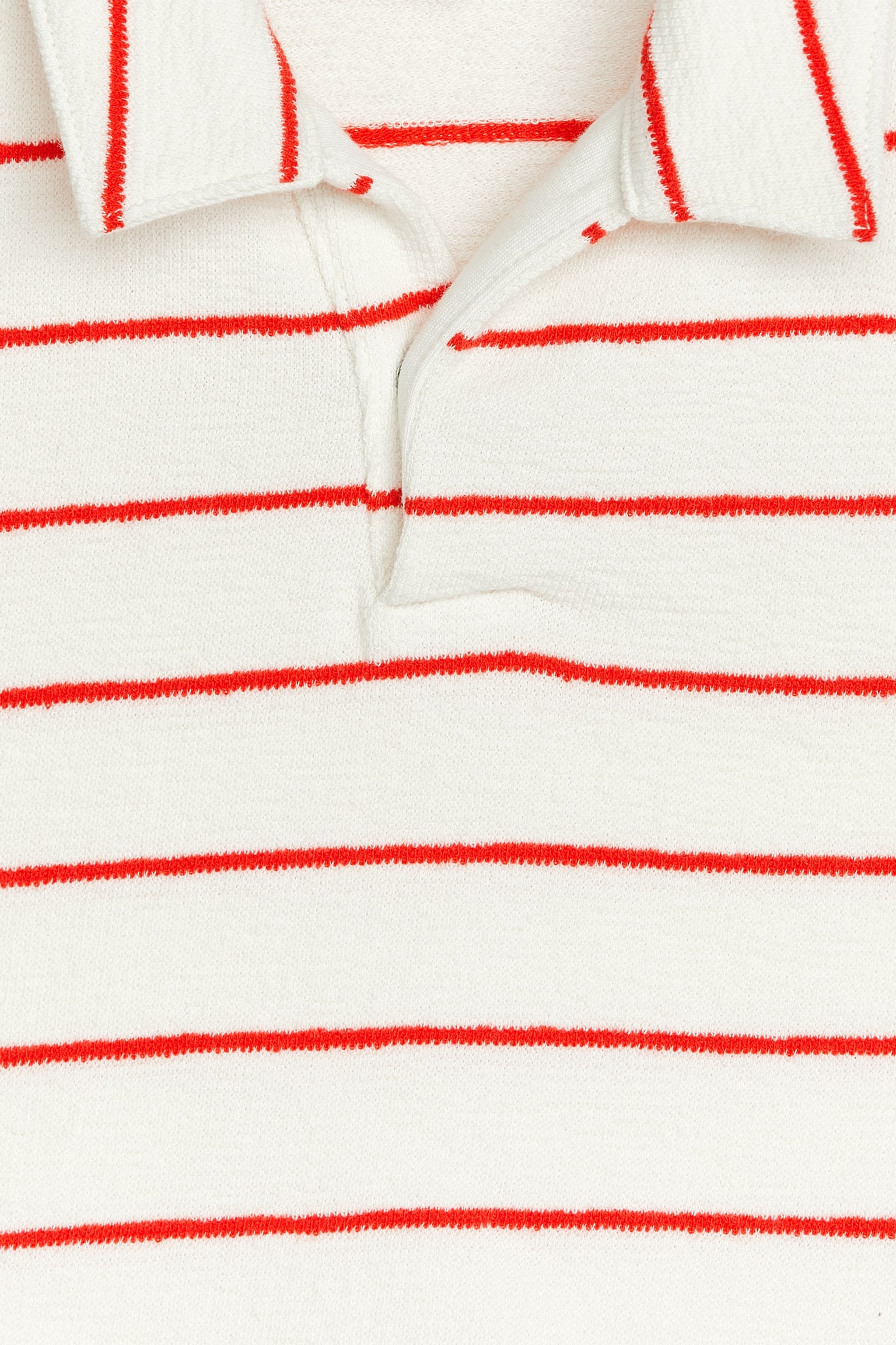 Towelling Polo Shirt - White/Red - 3