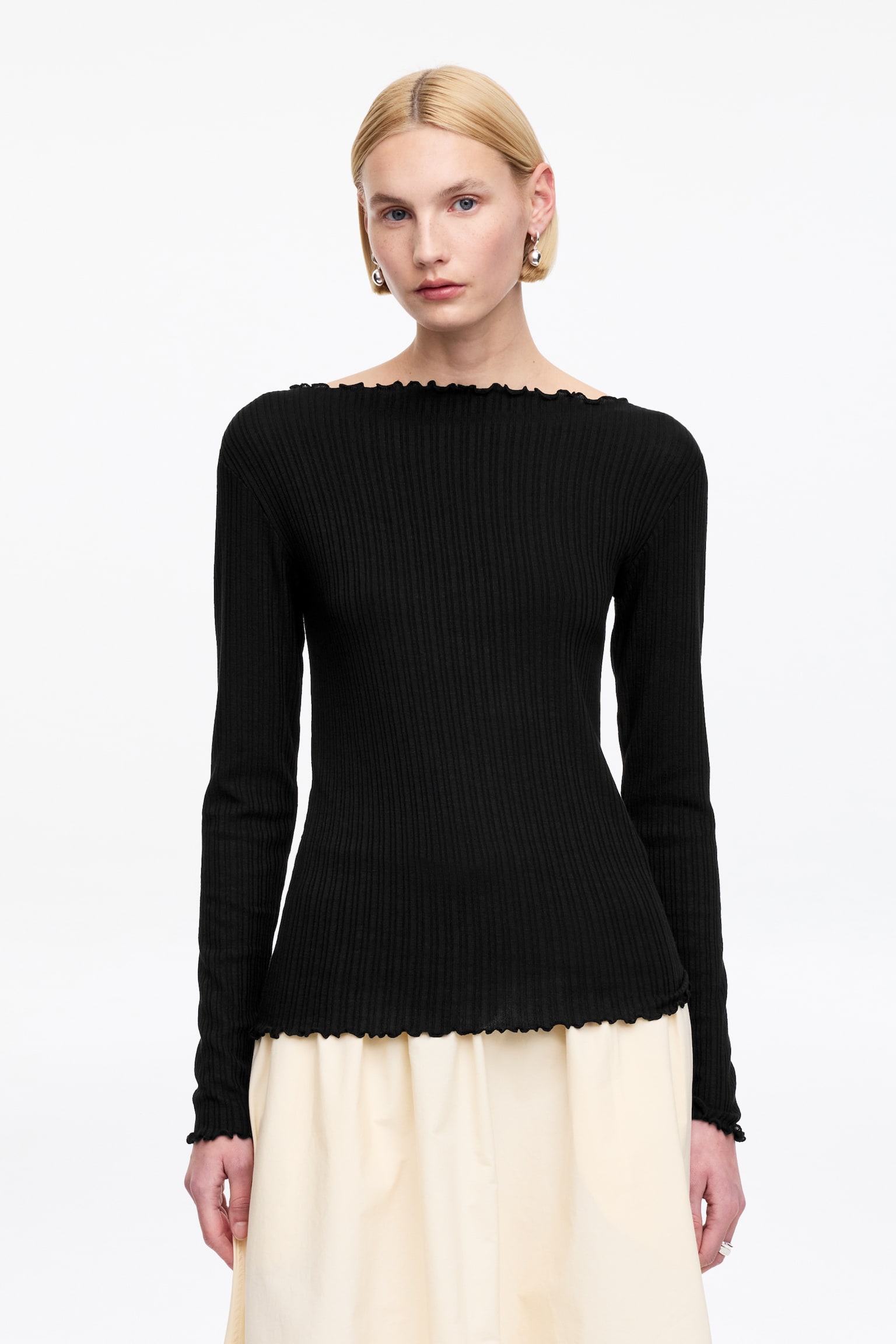 Topp med båtringning - Svart/Off-white - 1