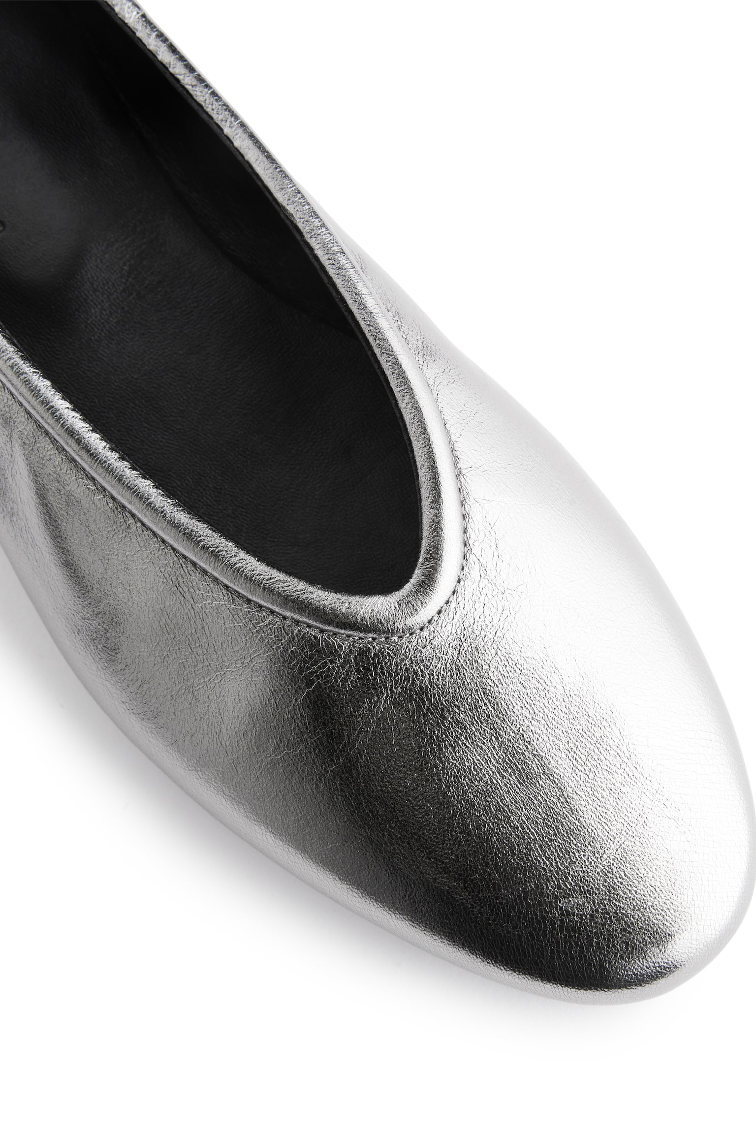 Leather Ballerinas - Silver - 3