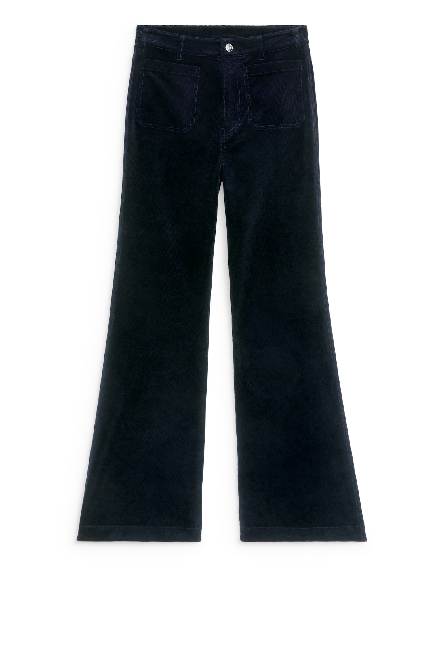 Flared Corduroy Trousers - Dark Blue