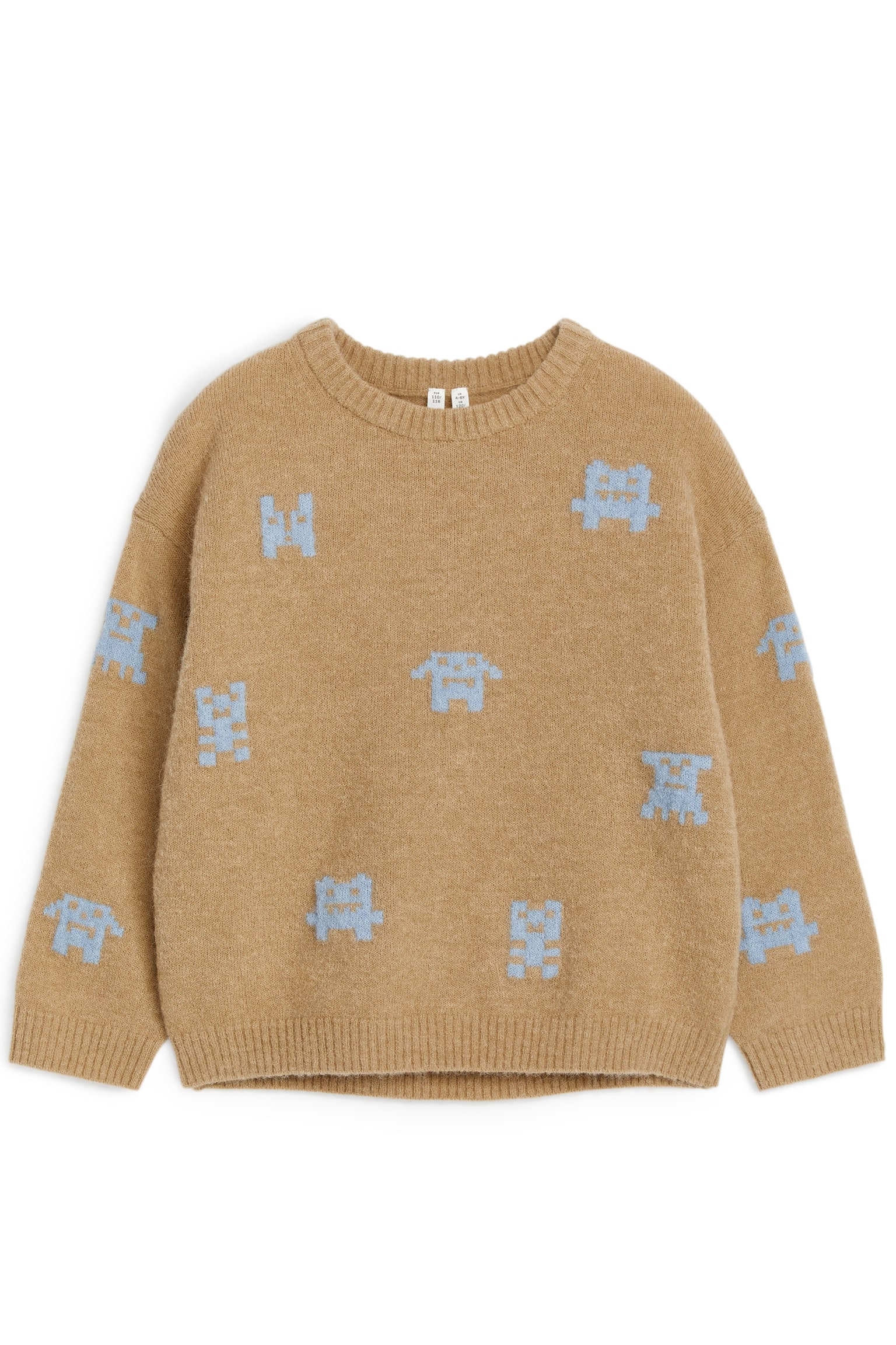 Wool-Alpaca Blend Jumper - Beige/Blue Monsters/Dark Blue - 1