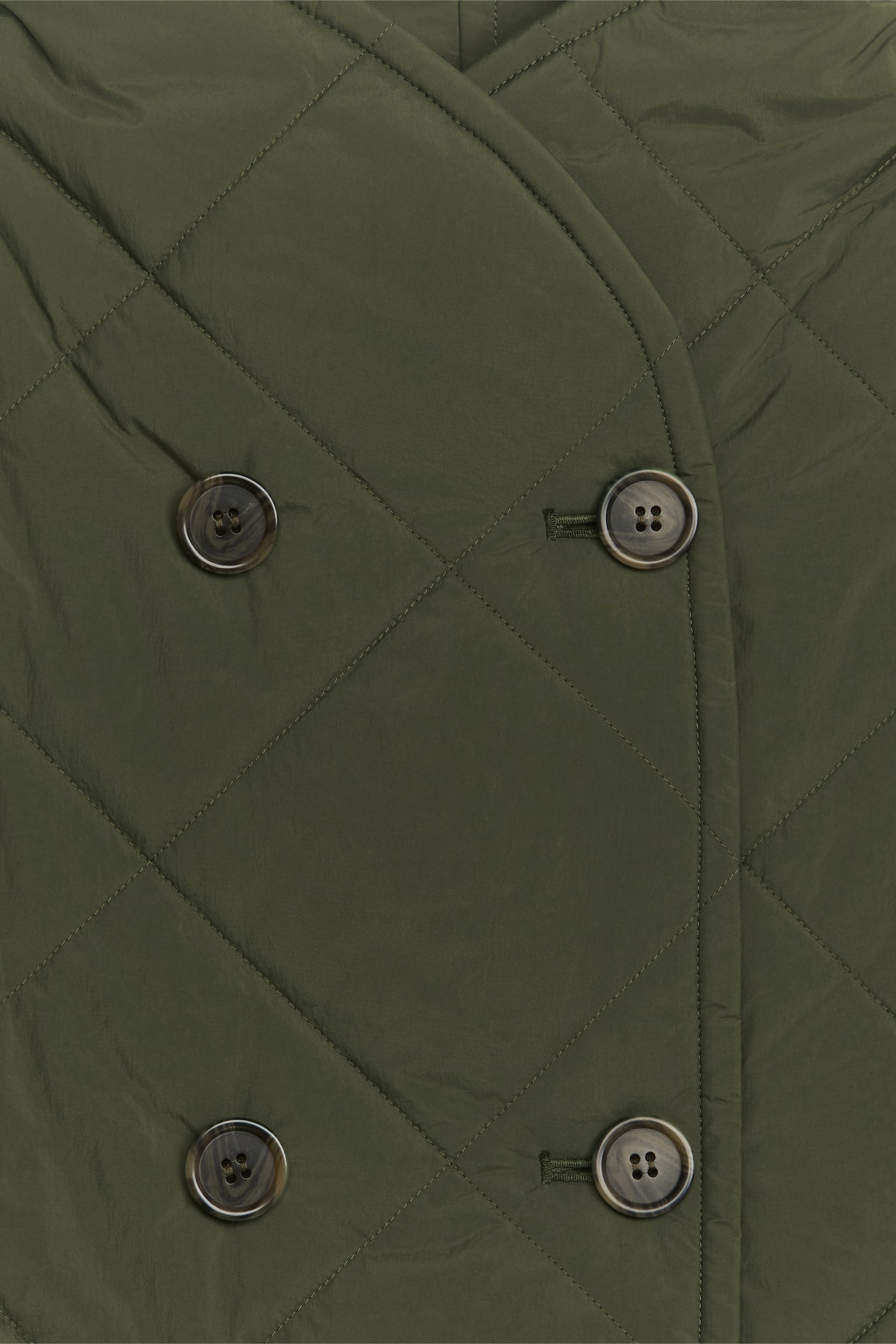 Quilted Shawl-Collar Jacket - Dark Kahki Green - 6