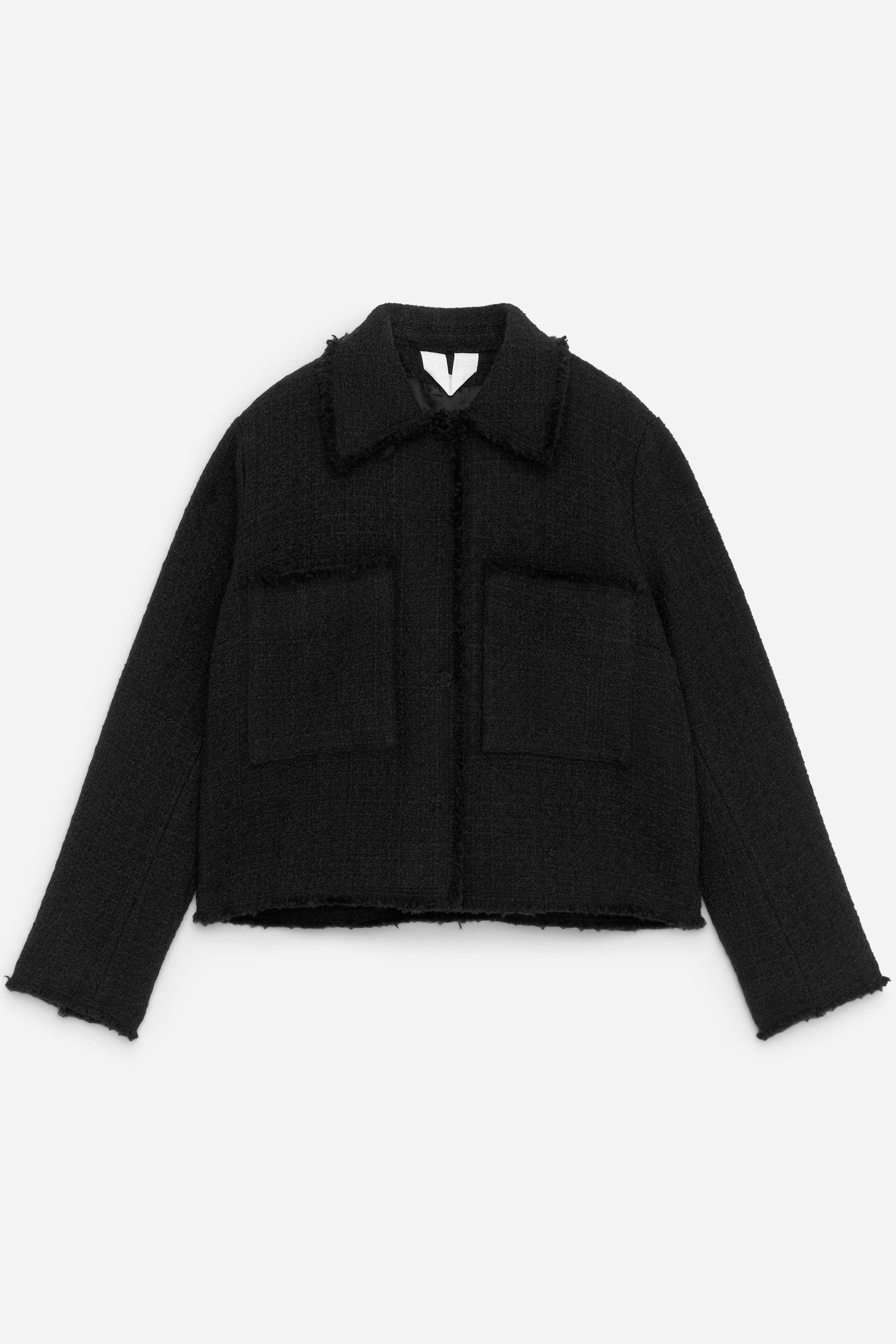 Bouclé-Jacke aus Wollmischung - Schwarz