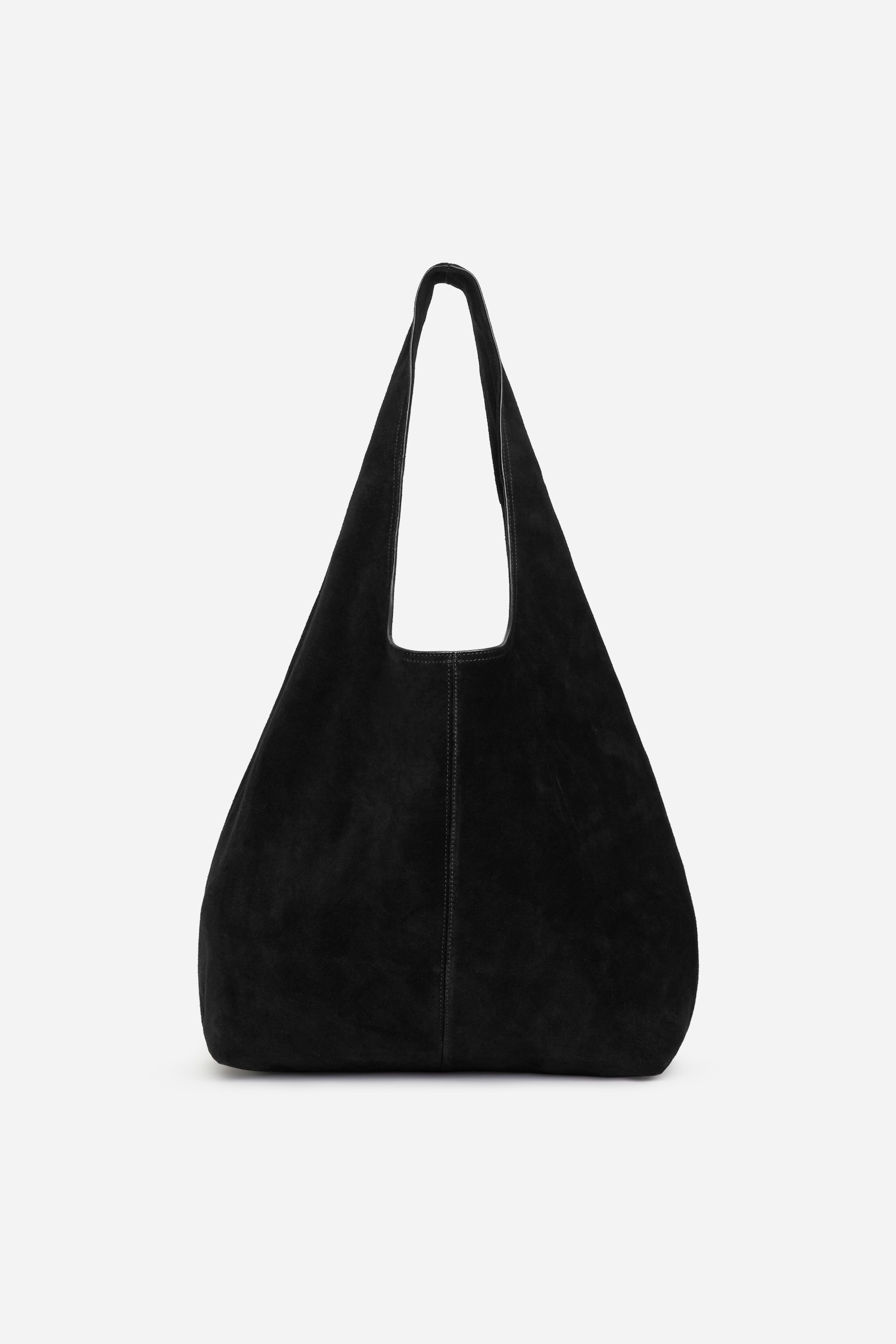 Borsa slouchy in pelle scamosciata - Nero
