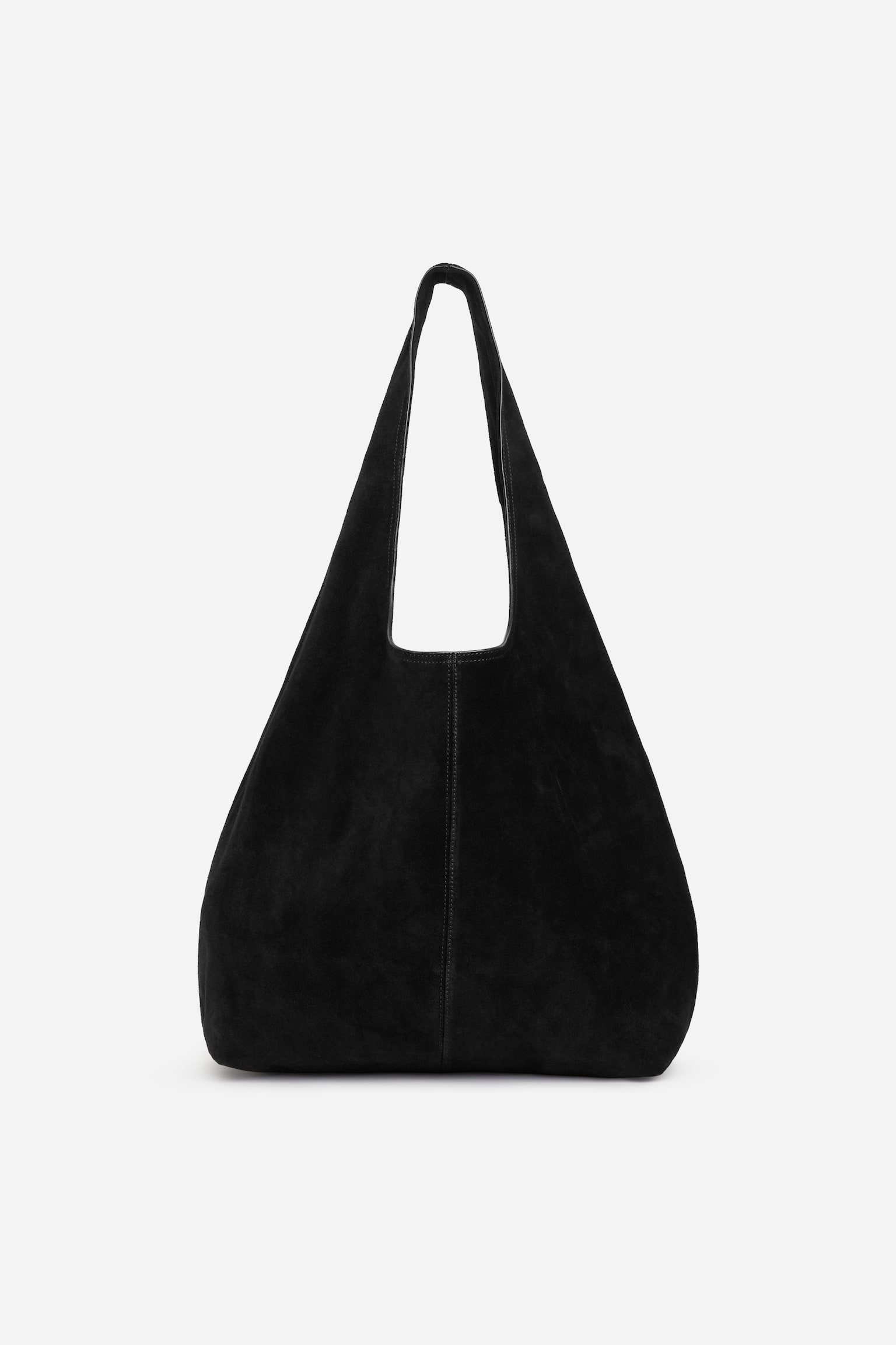 Weiche Veloursledertasche - Schwarz - 2