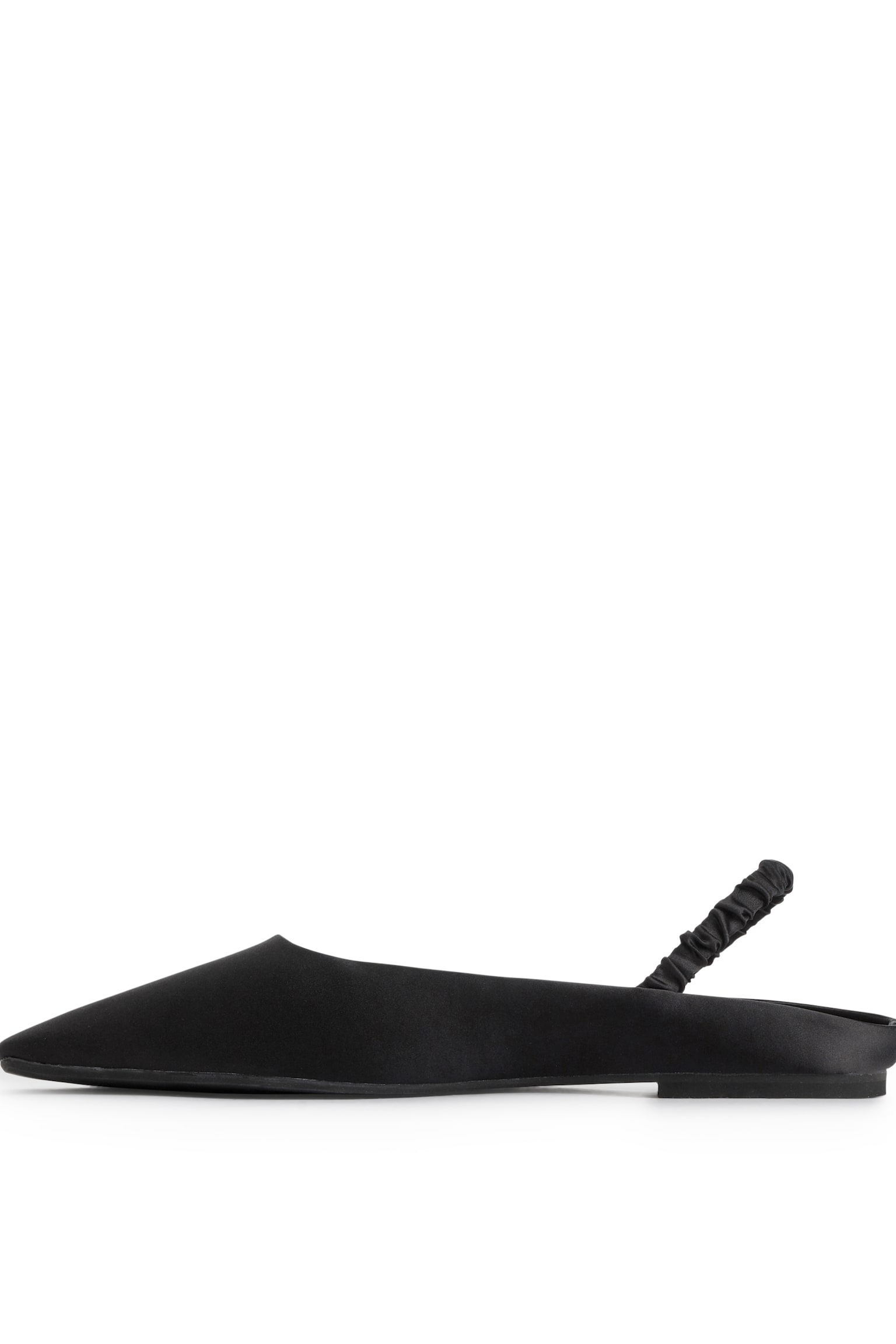 Slingback Satin Flats - Black - 3