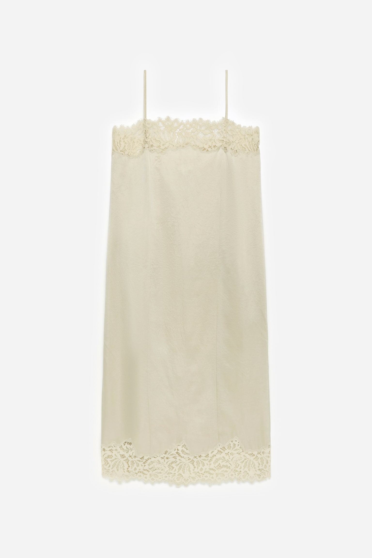 Trägerkleid mit Spitze - Hellbeige - 2