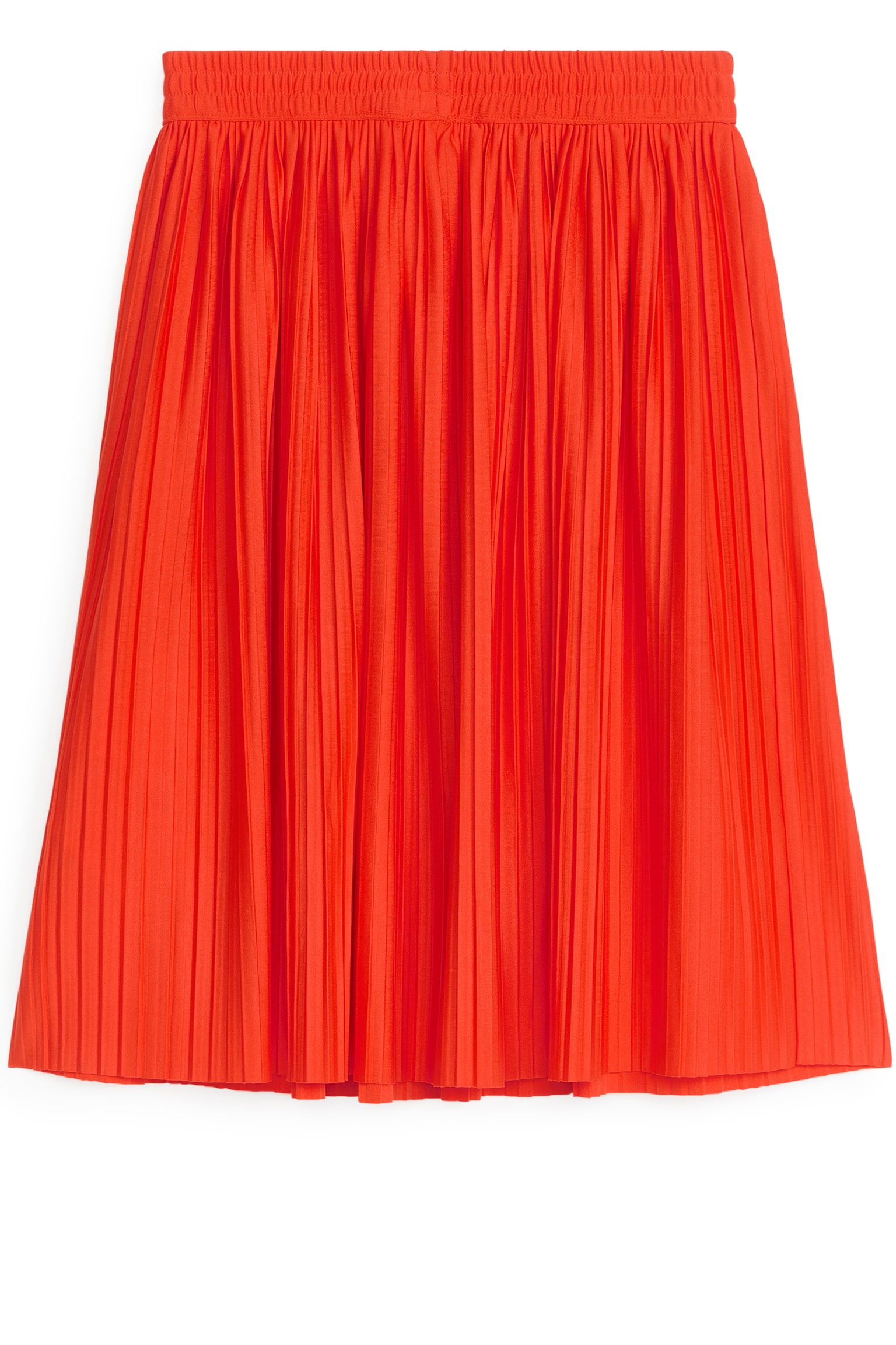 Pleated Midi Skirt - Bright Red - 3