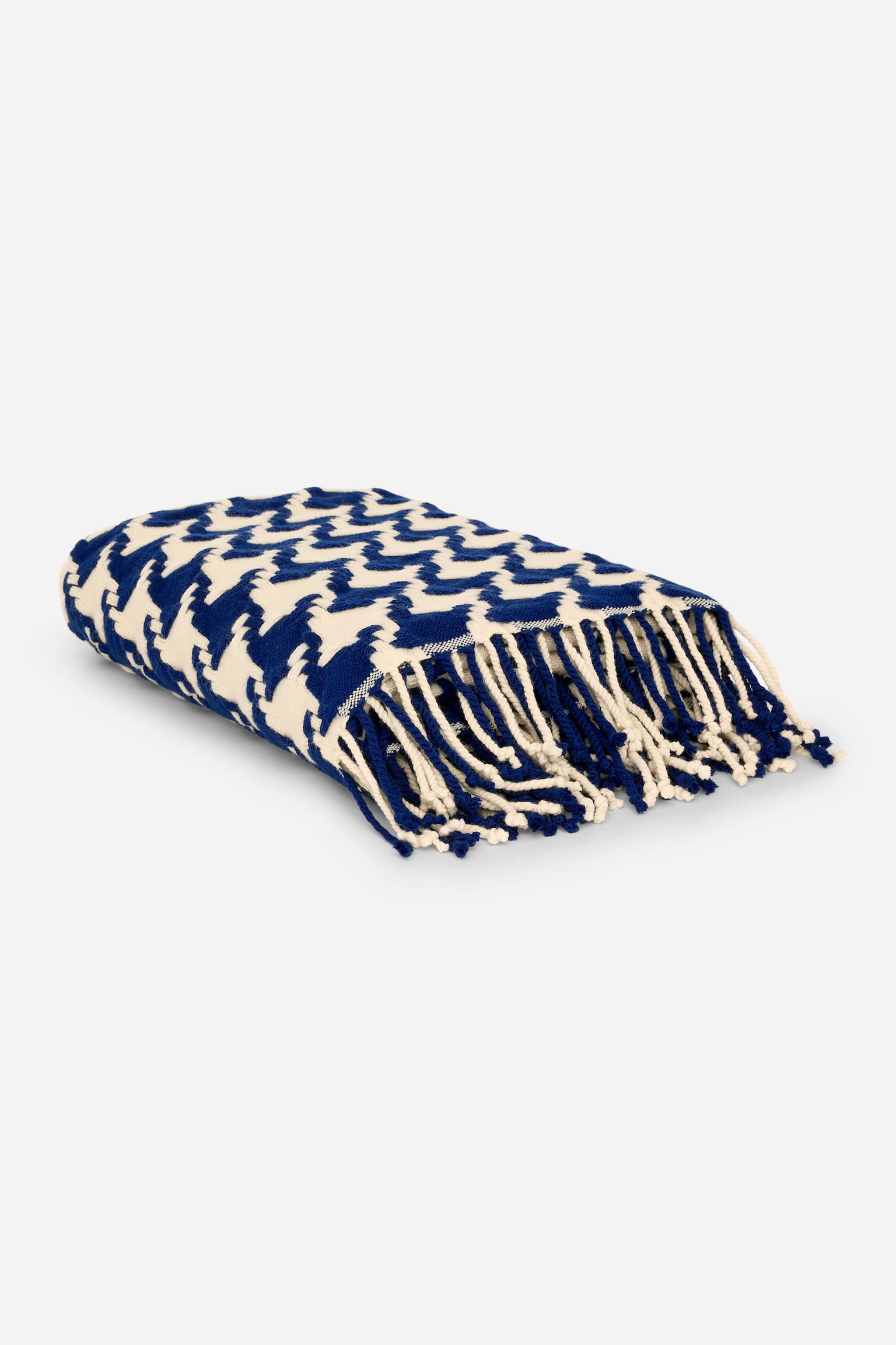 Вълнено одеяло - Синьо/Екрю - 3
