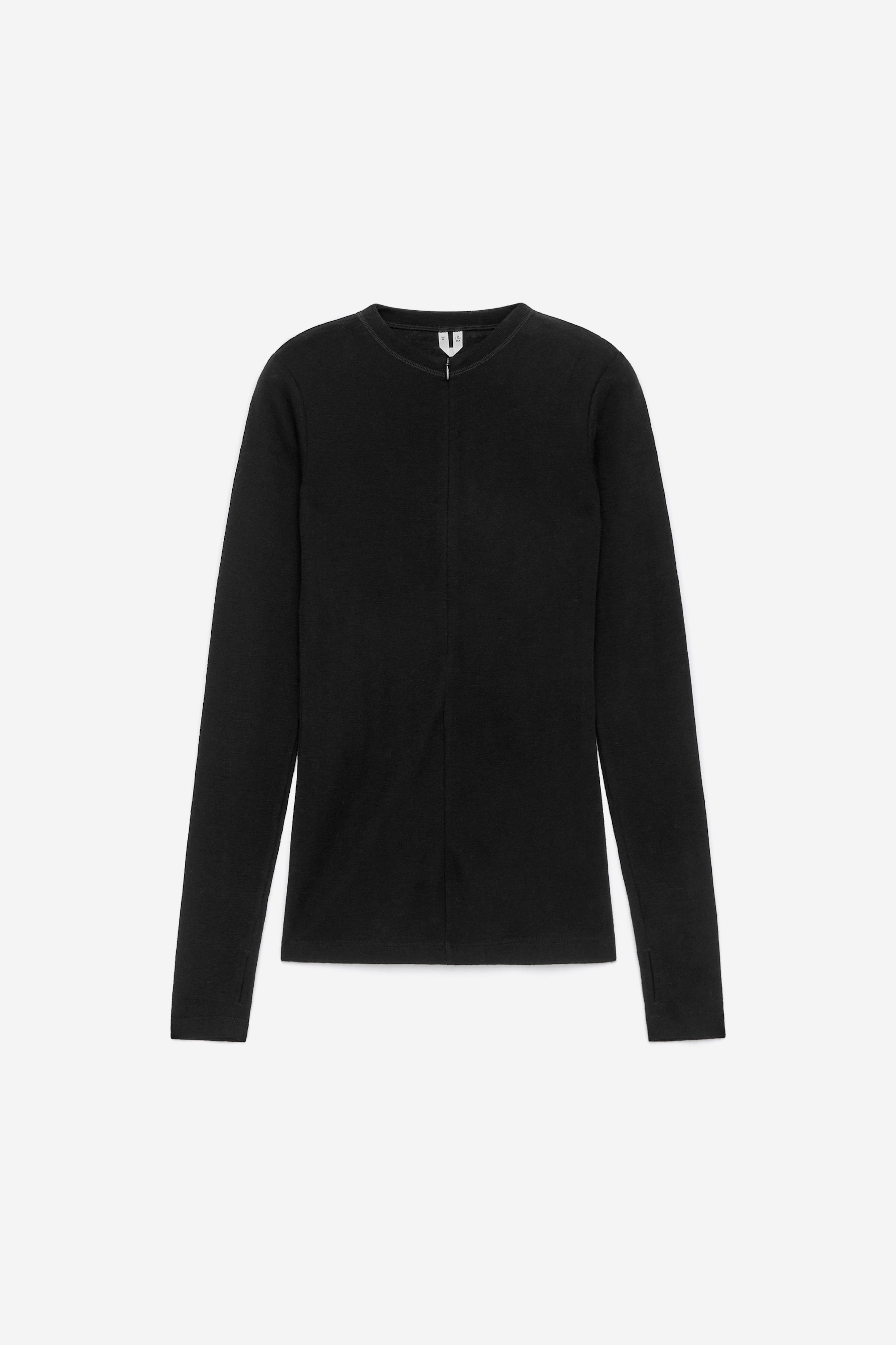 Wolloberteil mit kurzem Reißverschluss - Schwarz