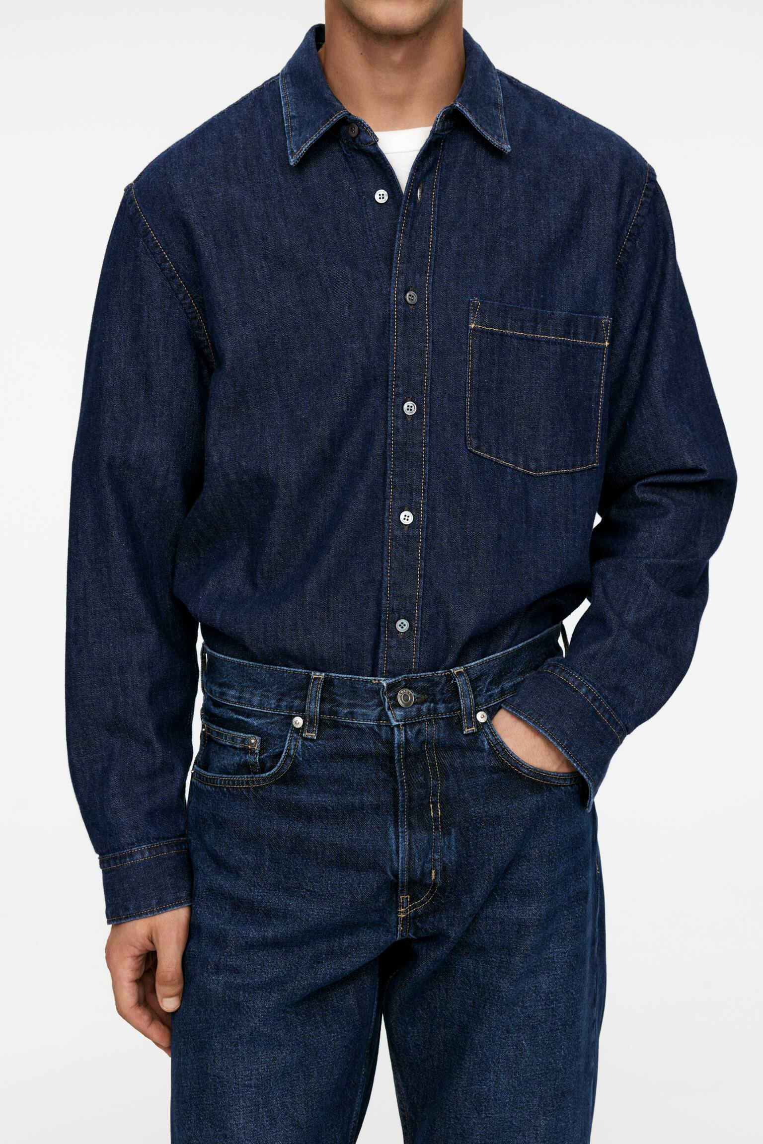 Relaxed Denim Shirt - Dark Blue - 3