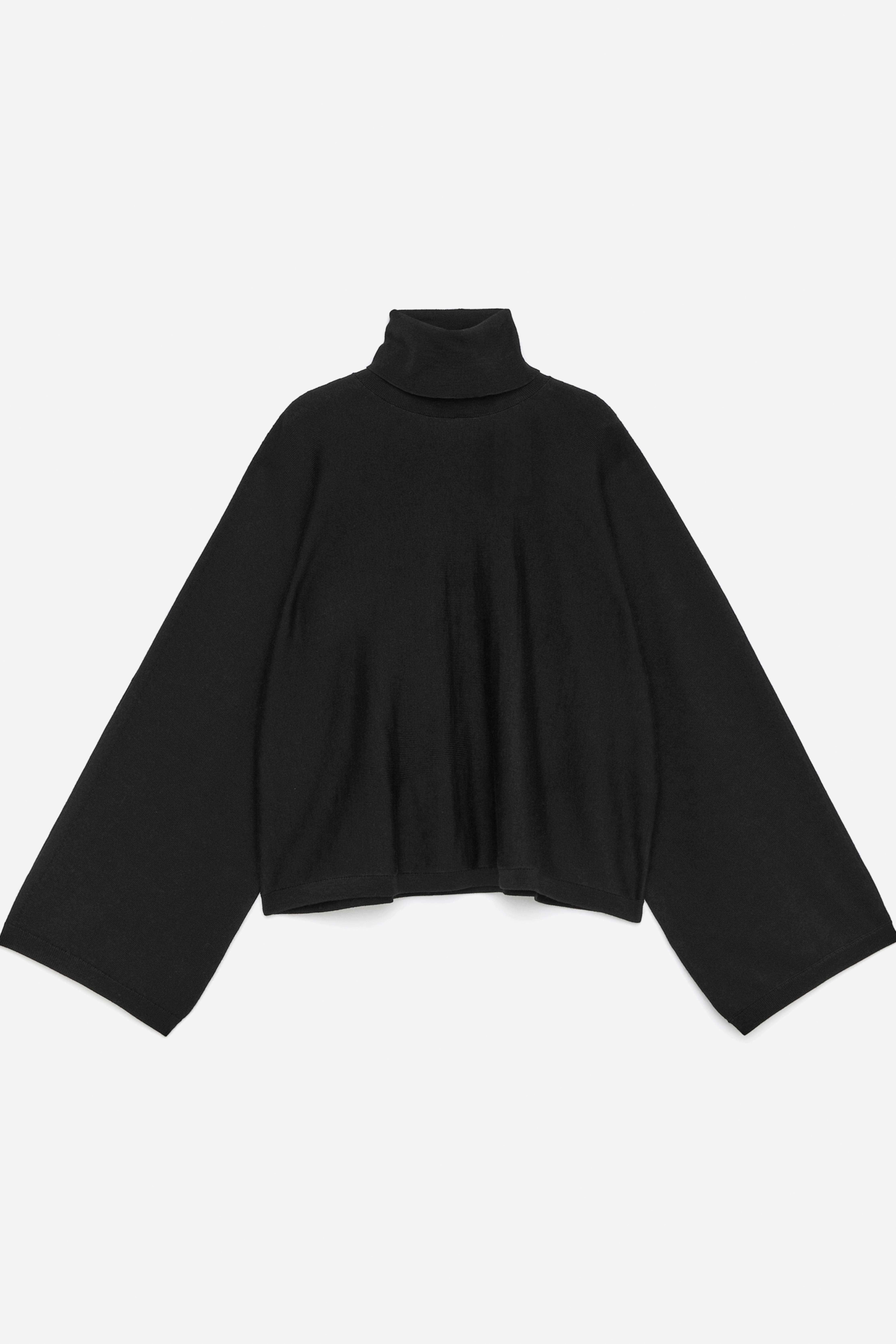 Rollkragenpullover aus Merinowolle - Schwarz