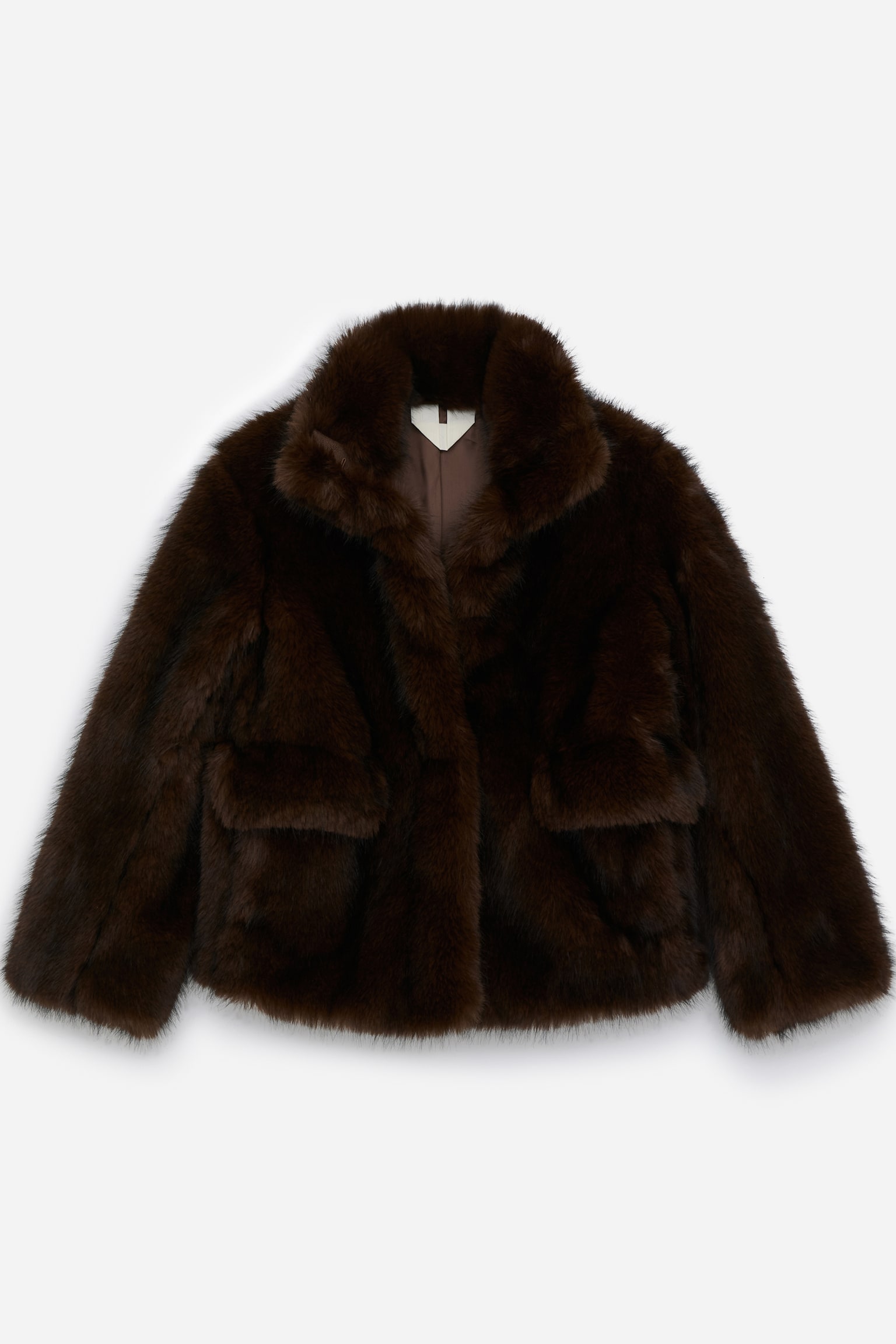 Giacca in pelliccia sintetica - Marrone scuro - 8