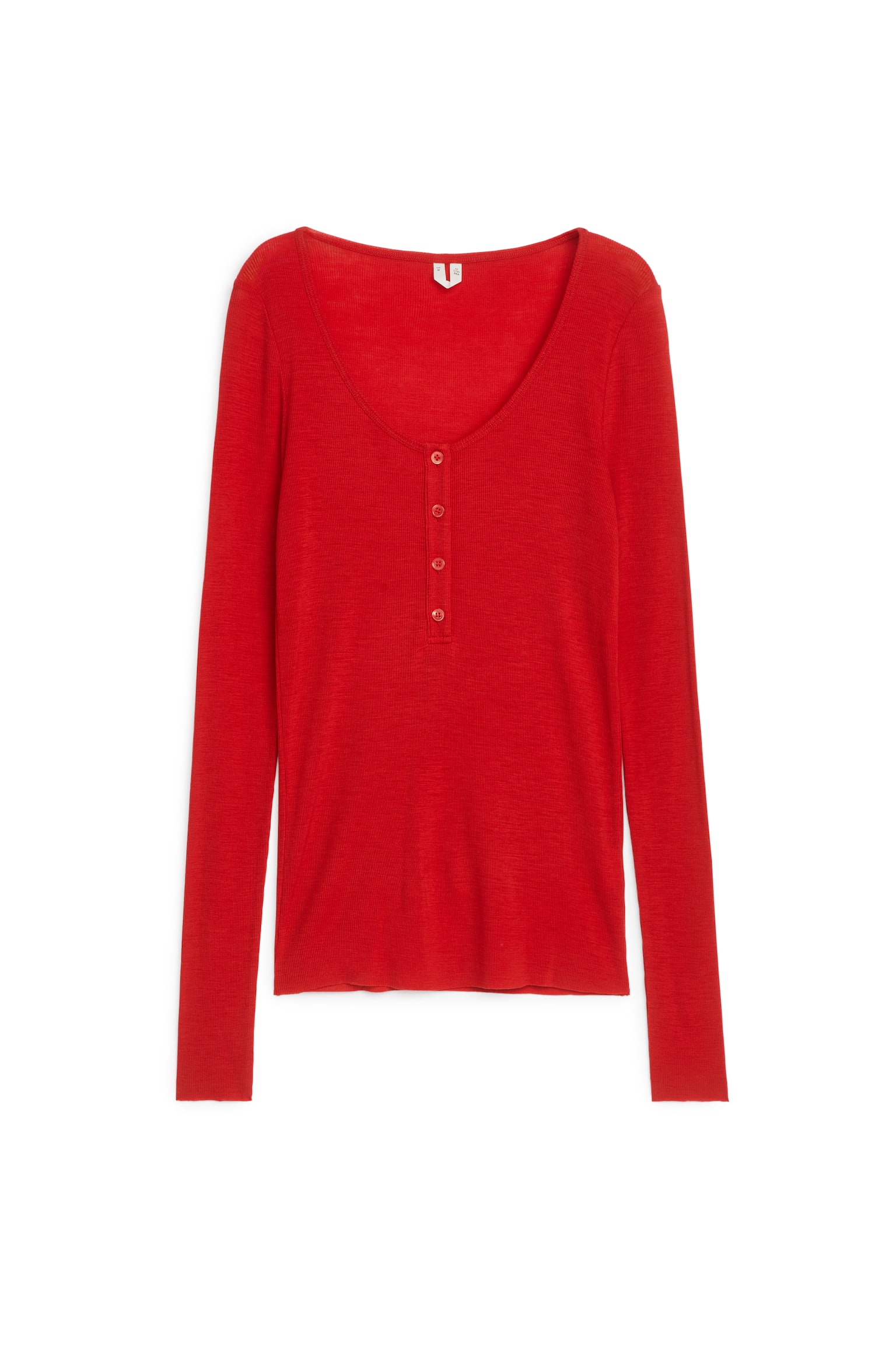 Wool Jersey Henley Top - Red/Dark Blue