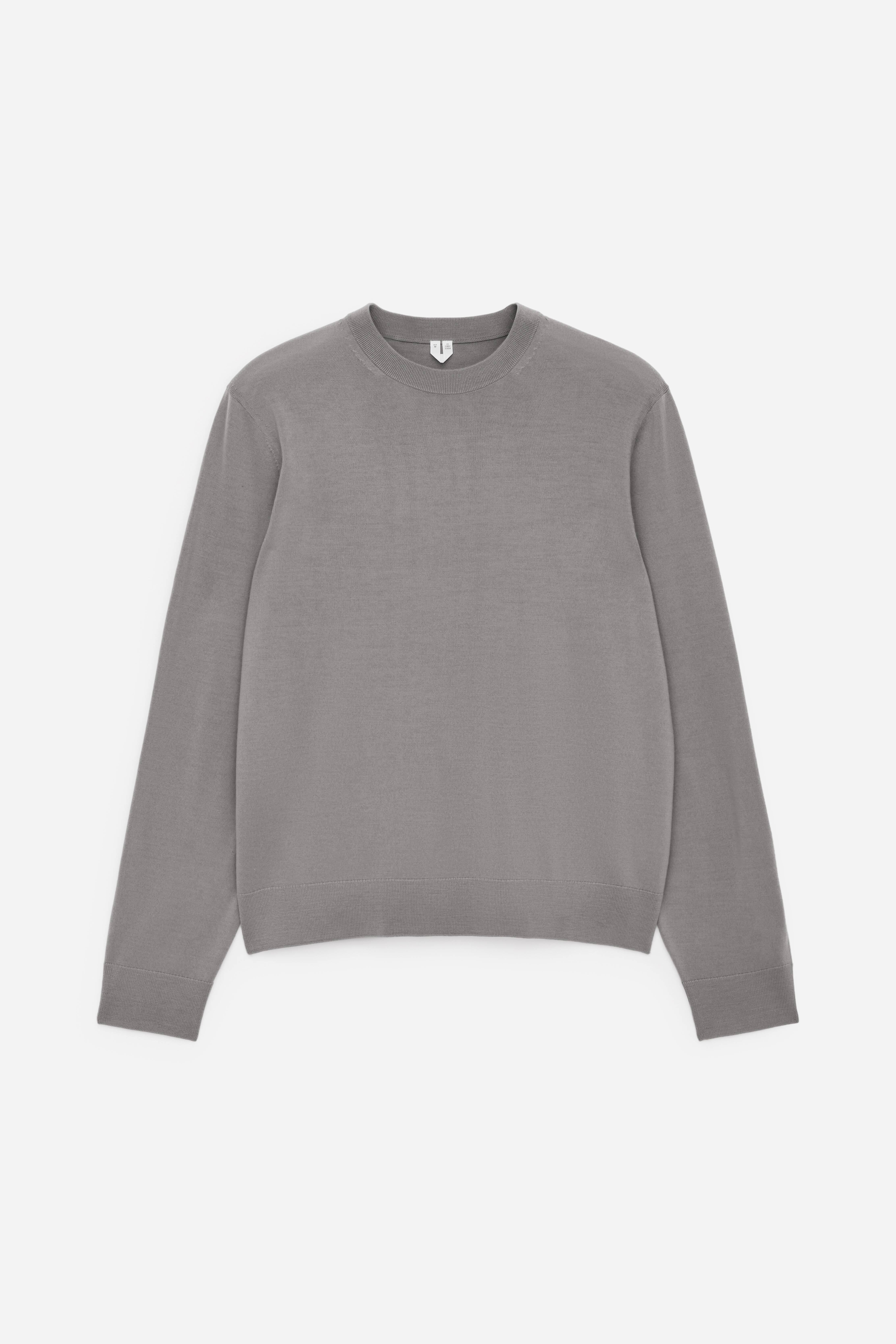 Fint strikket sweater i merinould - Muldvarpefarvet/Mørkegrå/Mørkeblå/Gråmeleret/Mørkegrøn