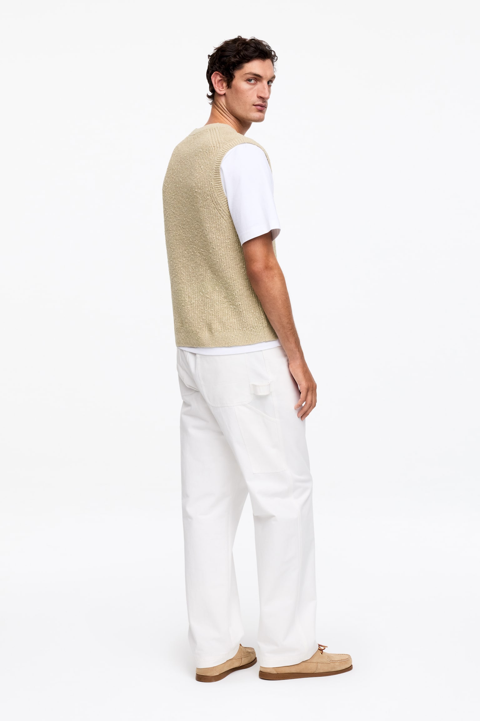 Vest i bomuld og hør - Beige - 6