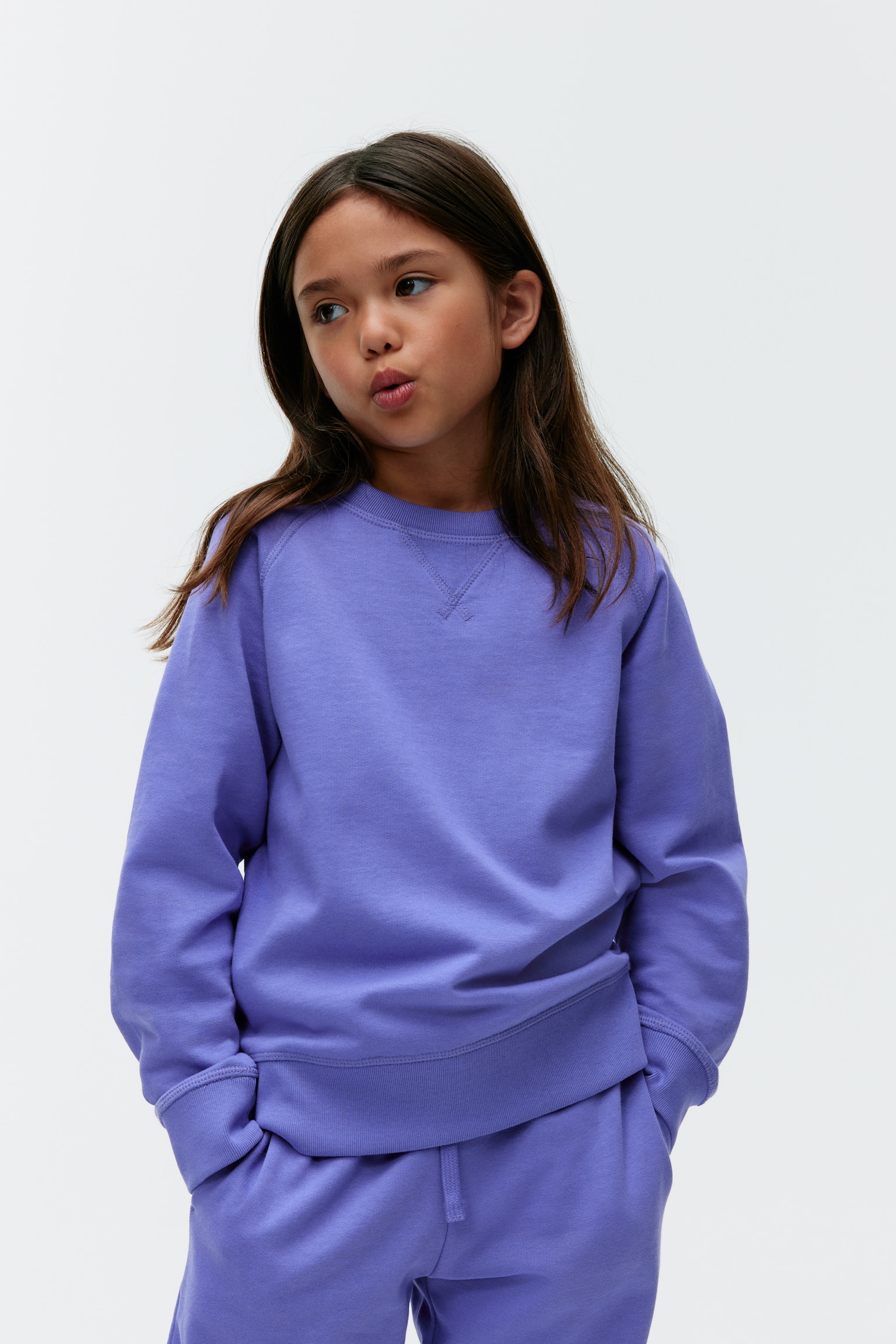 Cotton Sweatshirt - Purple/Red/Blue/Grey Melange/Dark Red/Lilac/Dark Blue/Dusty Blue/Dark Green/Brown/Beige/Pink - 5