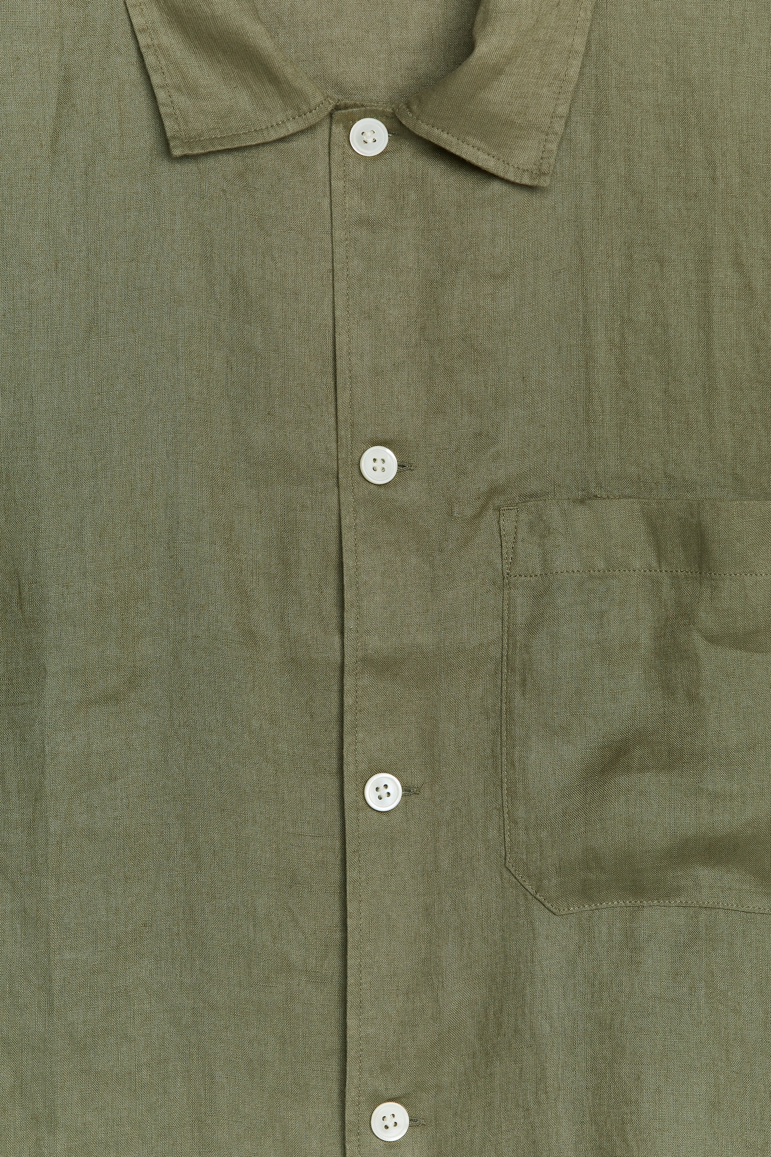 Linen Resort Shirt - Dark Khaki Green/Black/Beige - 3