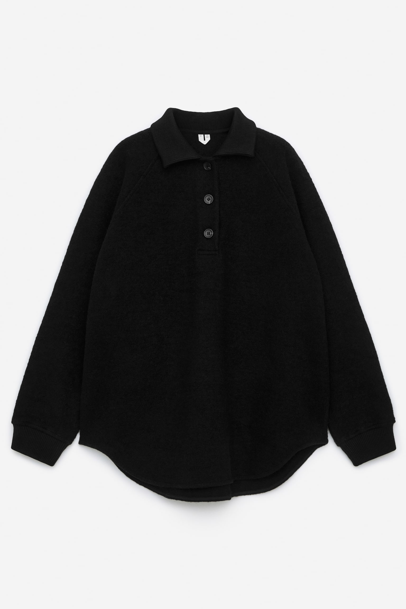 Boiled Wool Polo Shirt - Black