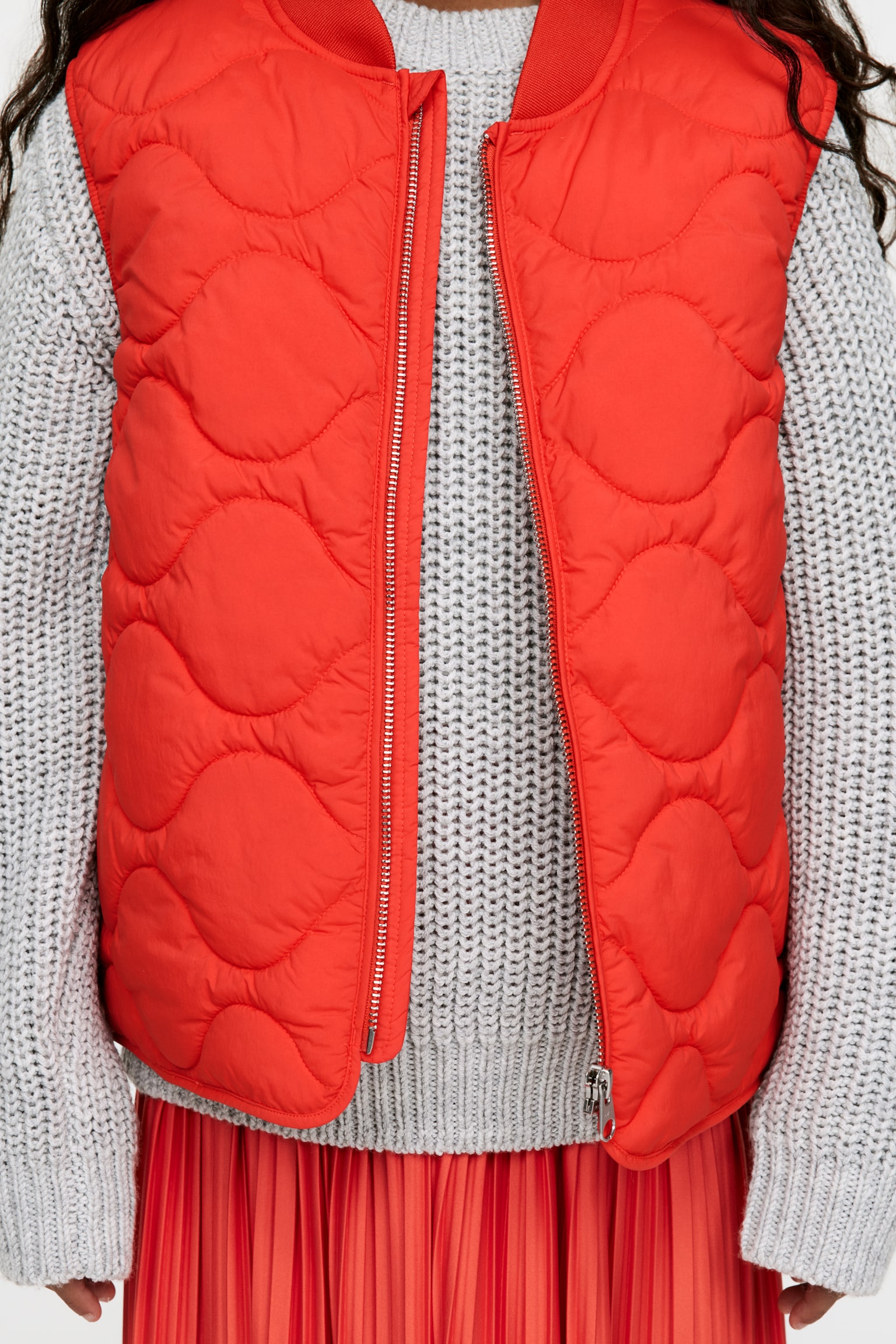 Quilted Vest - Bright Red - 4