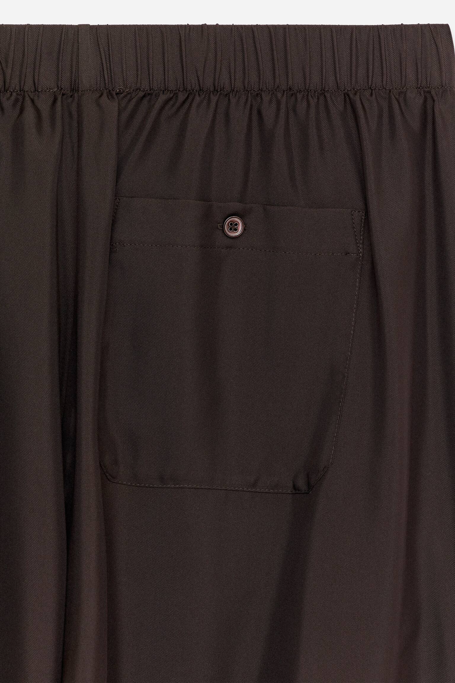 Pantaloni in twill di seta - Marrone scuro/Beige chiaro - 4